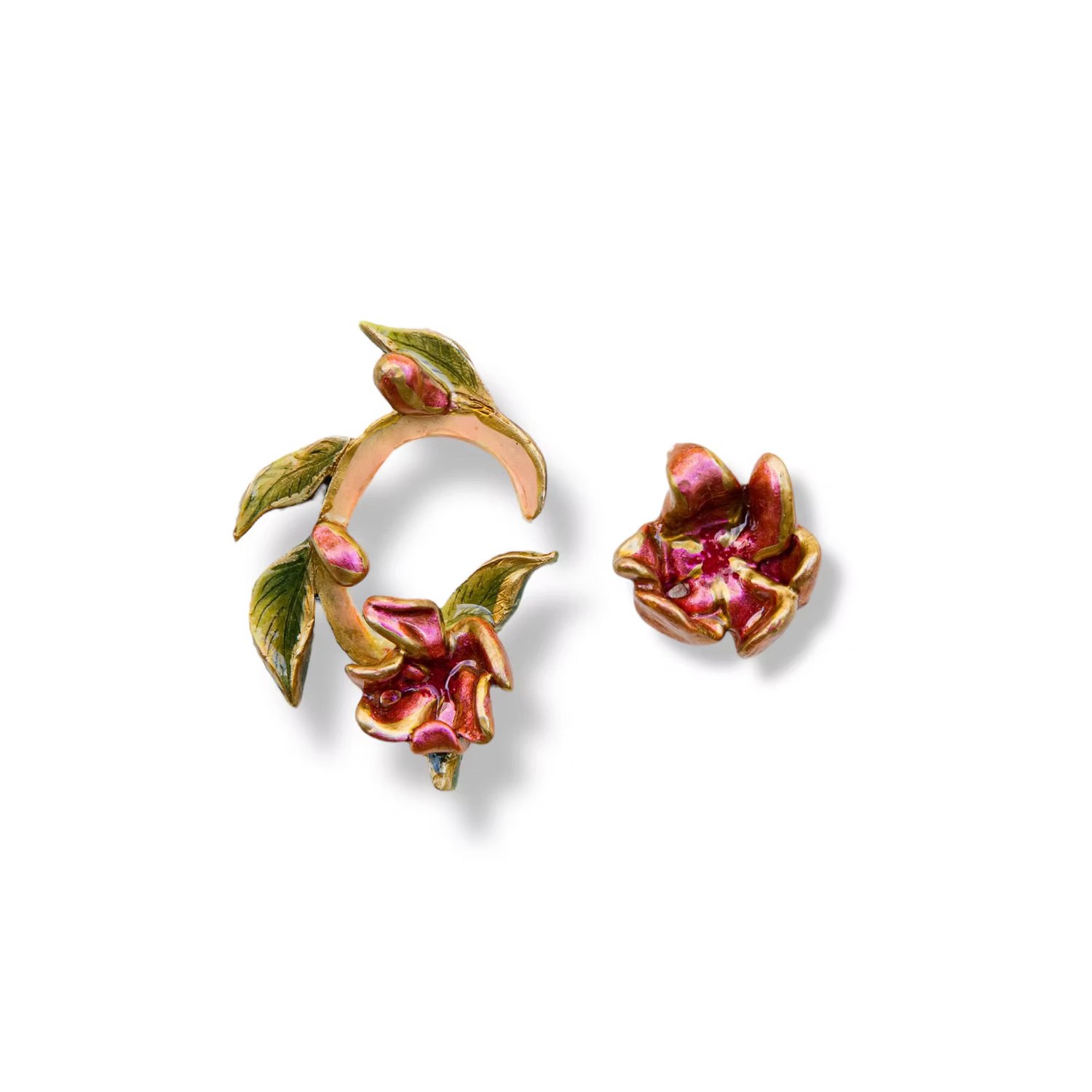 Sunset Magic Studio Women's Green / Gold / Red Nixie - Asymmetrical Boho Earring