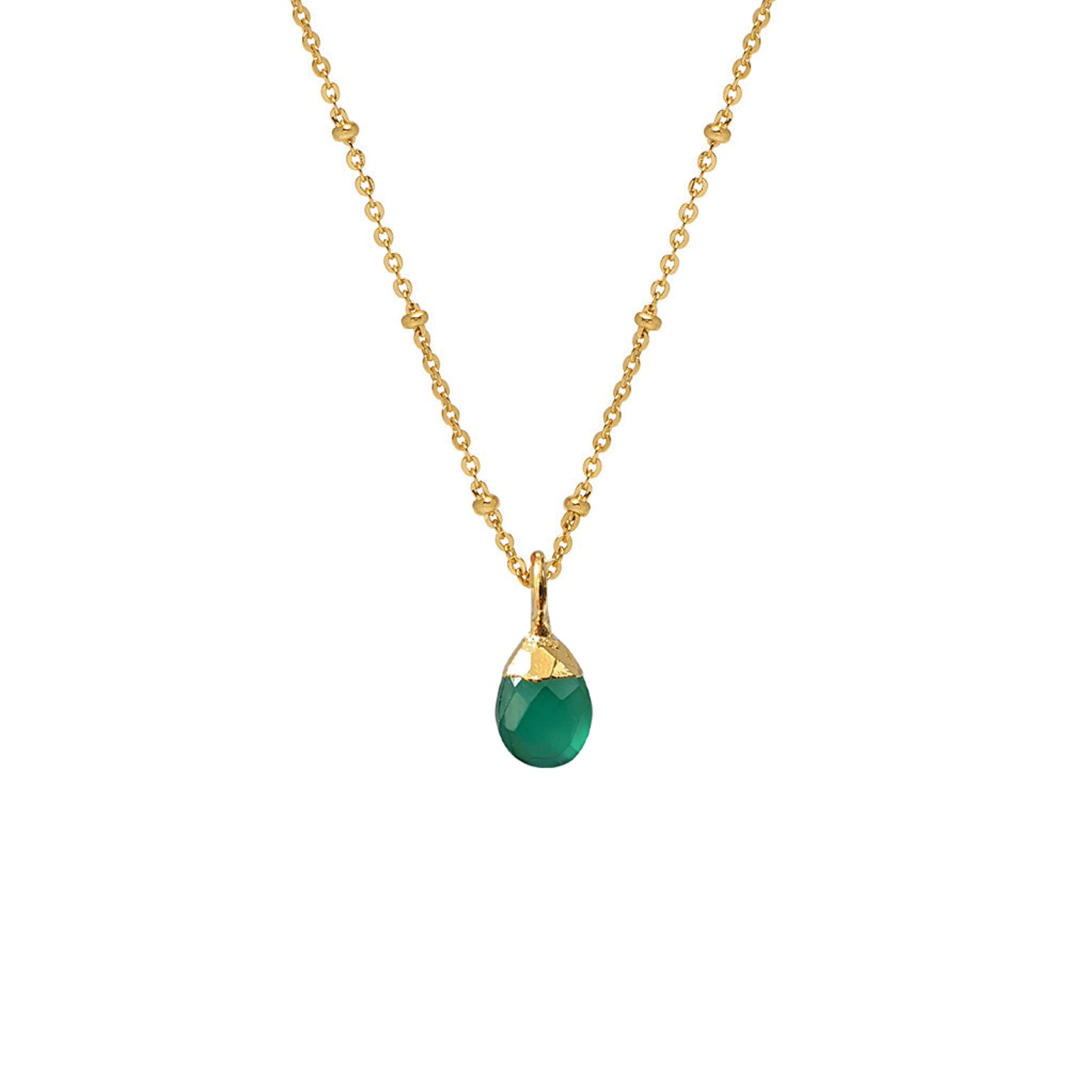 Mirabelle Jewellery Women's Green Onyx Briolette On Satellite Chain In Gold