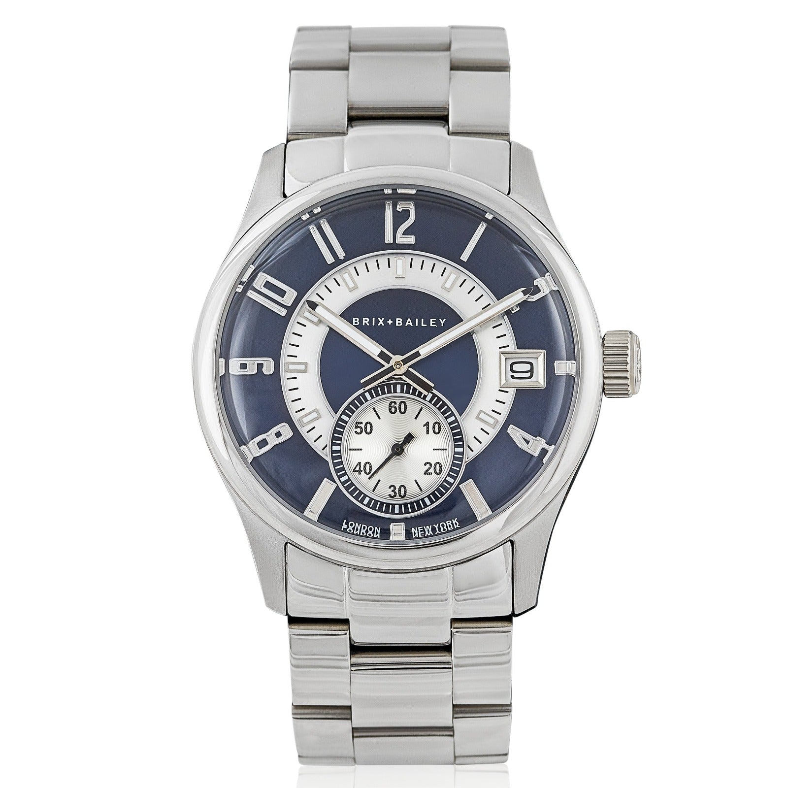 Blue / Silver The Brix + Bailey Men’s Price Navy Steel Strap Watch Form Four Bxiea One Size Brix+Bailey