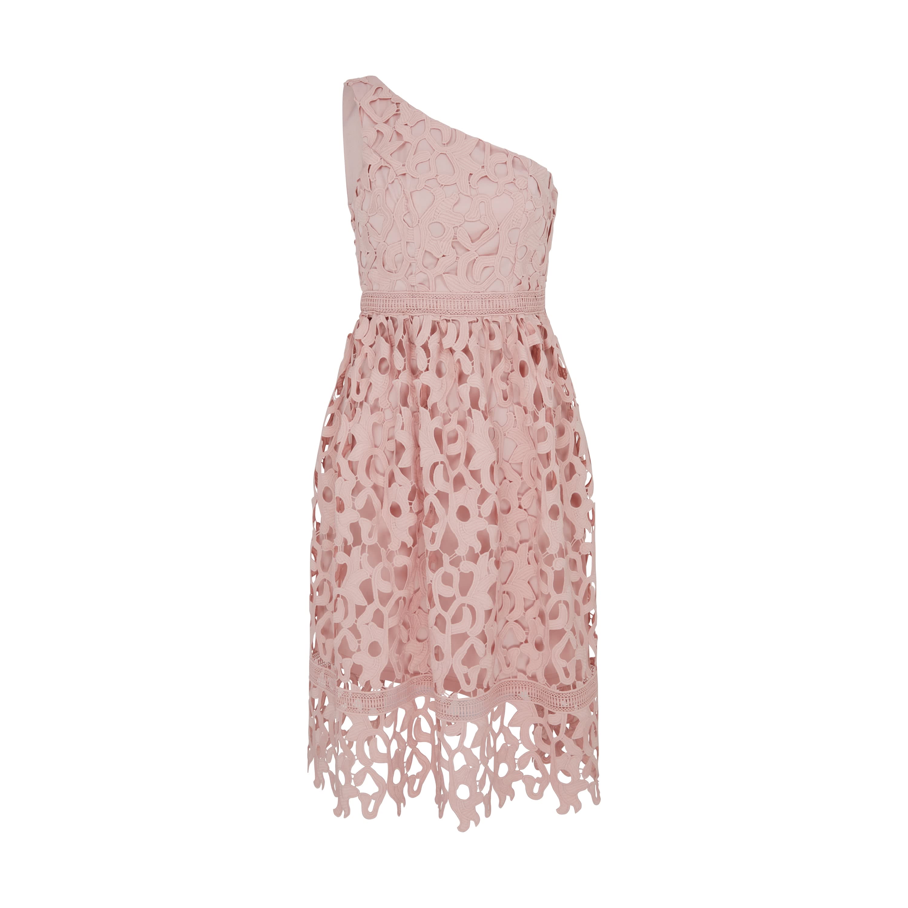 chinese dress ladies Asos Design One Shoulder Midi Dress In Patched Lace In Sage Green main image 0