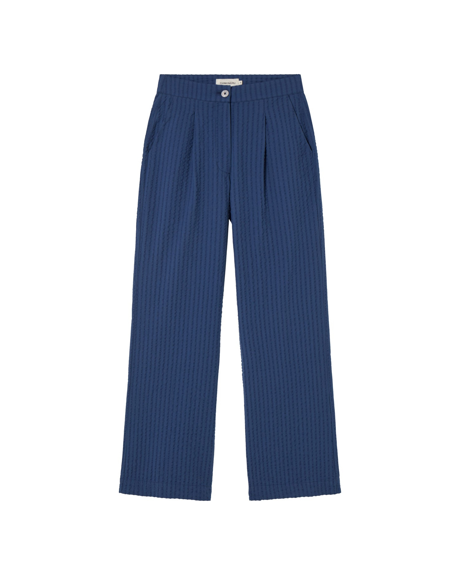 Thinking Mu Women's Manolita Seersucker Blue Pants In Blue