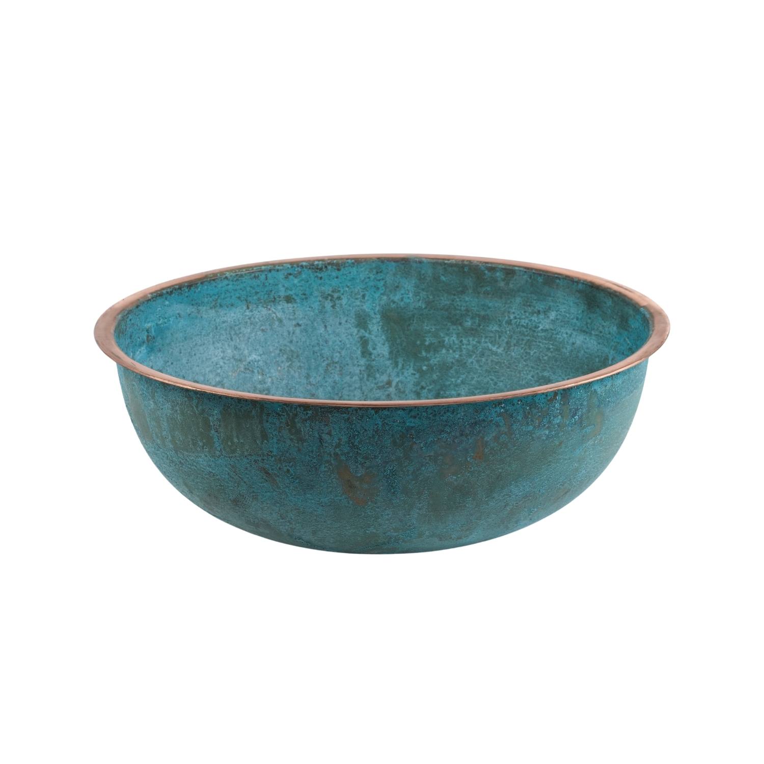 Modeditions Neutrals / Green Luxurious Green Patina Copper Bowl For Detox Manicure & Foot Spa In White