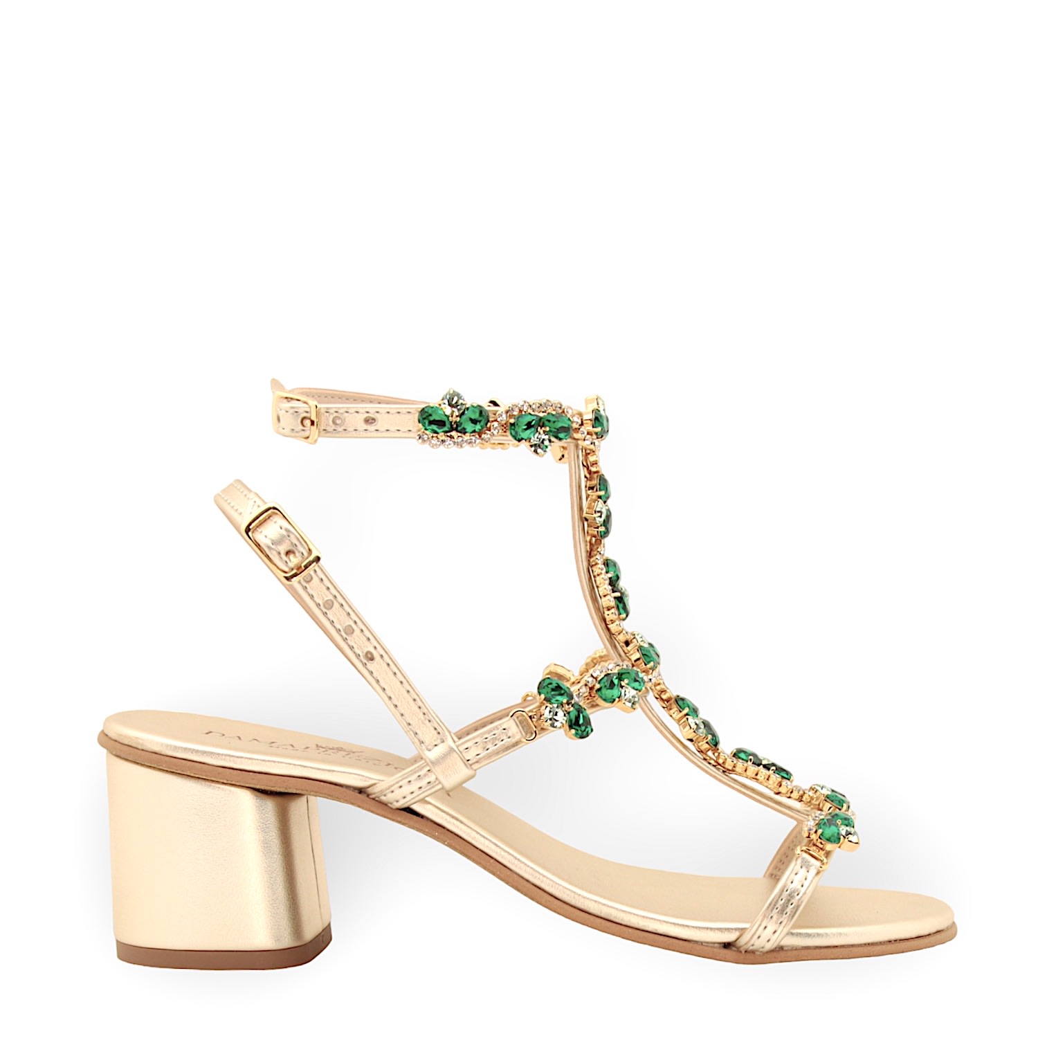 Women’s Gold / Green Irina Sandal With Emerald Green Crystal Drops 3 Uk Damapreziosa