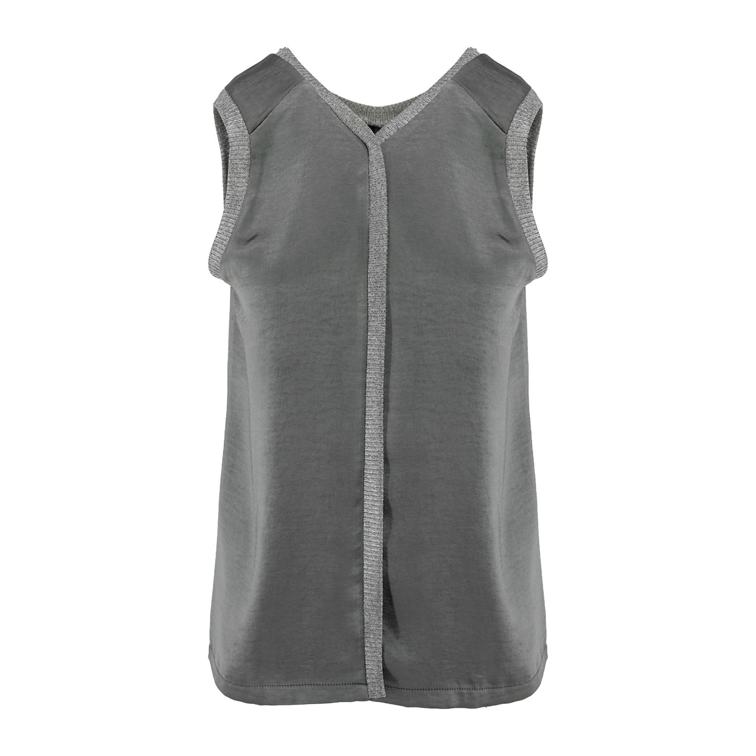 Women’s Reversible Grey Satin Top Large Silvia Serban