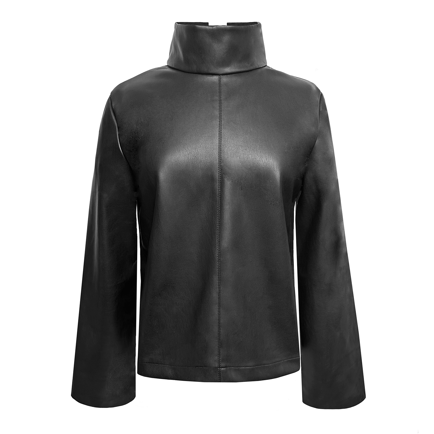 helvetica　Funnelneck leather jacket Funnel Neck Leather Jacket - Etsy