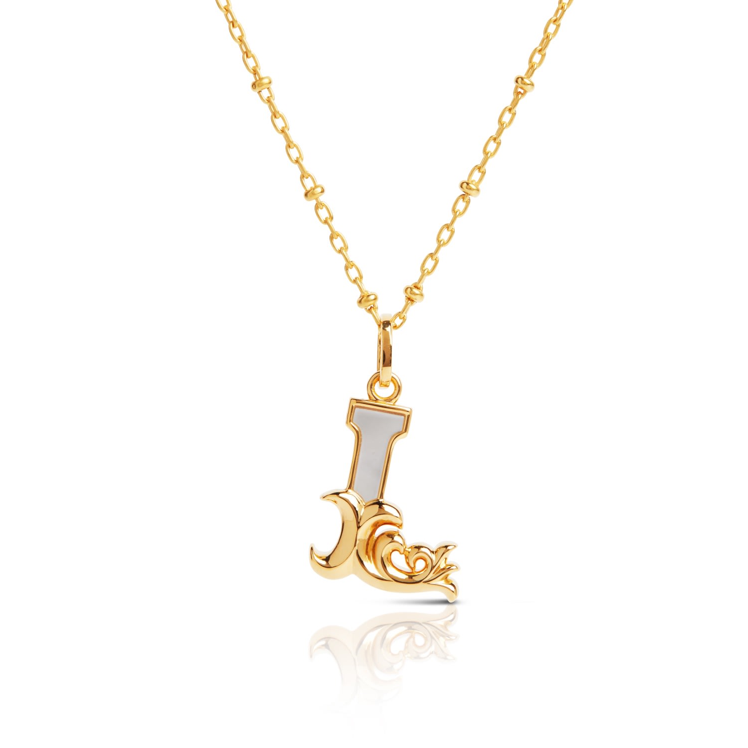 Women’s Gold Plated L Initial Necklace With Mother Of Pearl Kasun