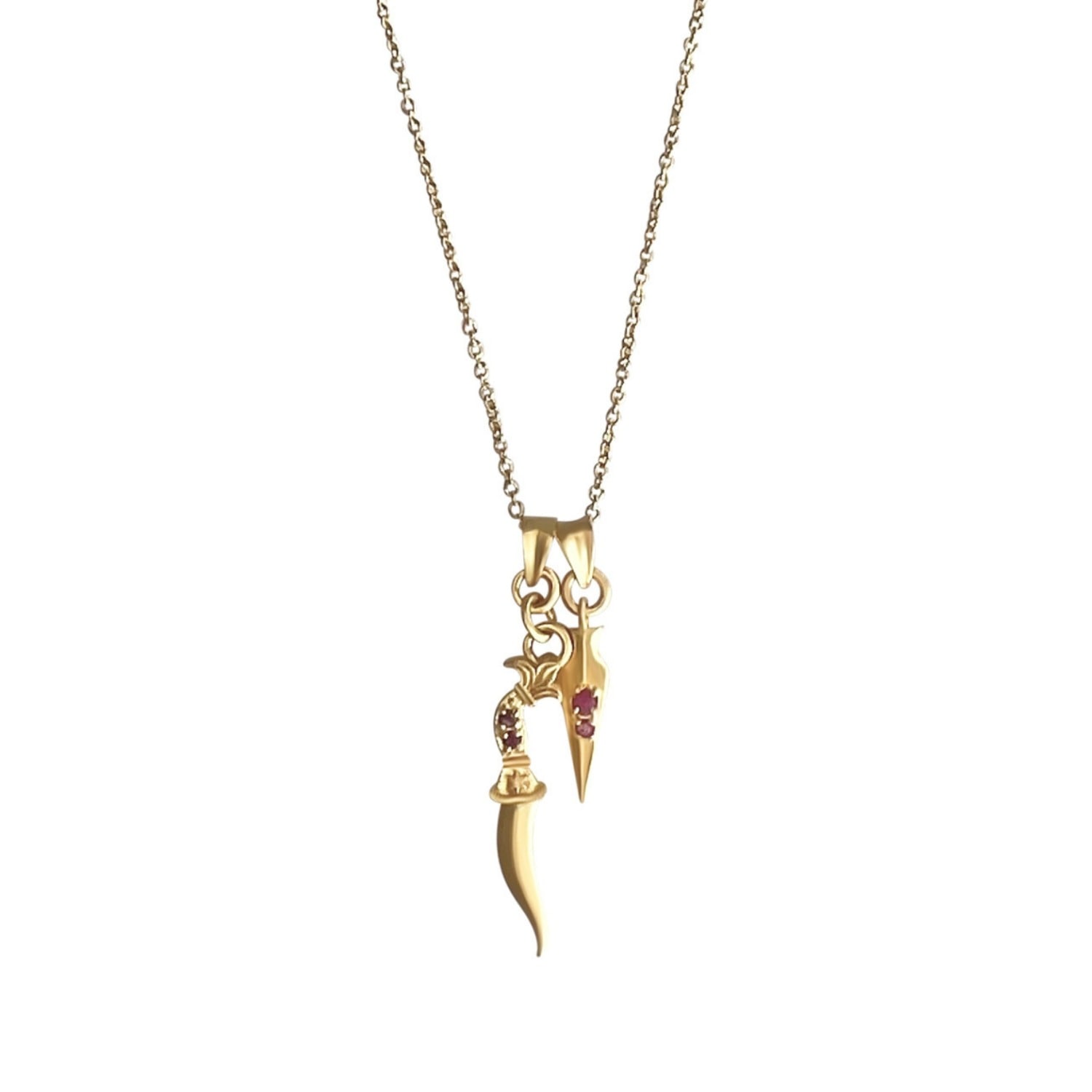 Rize Women's Red / Gold Ruby Dagger & Arrow Amulet Necklace - Gold Plated In Multi