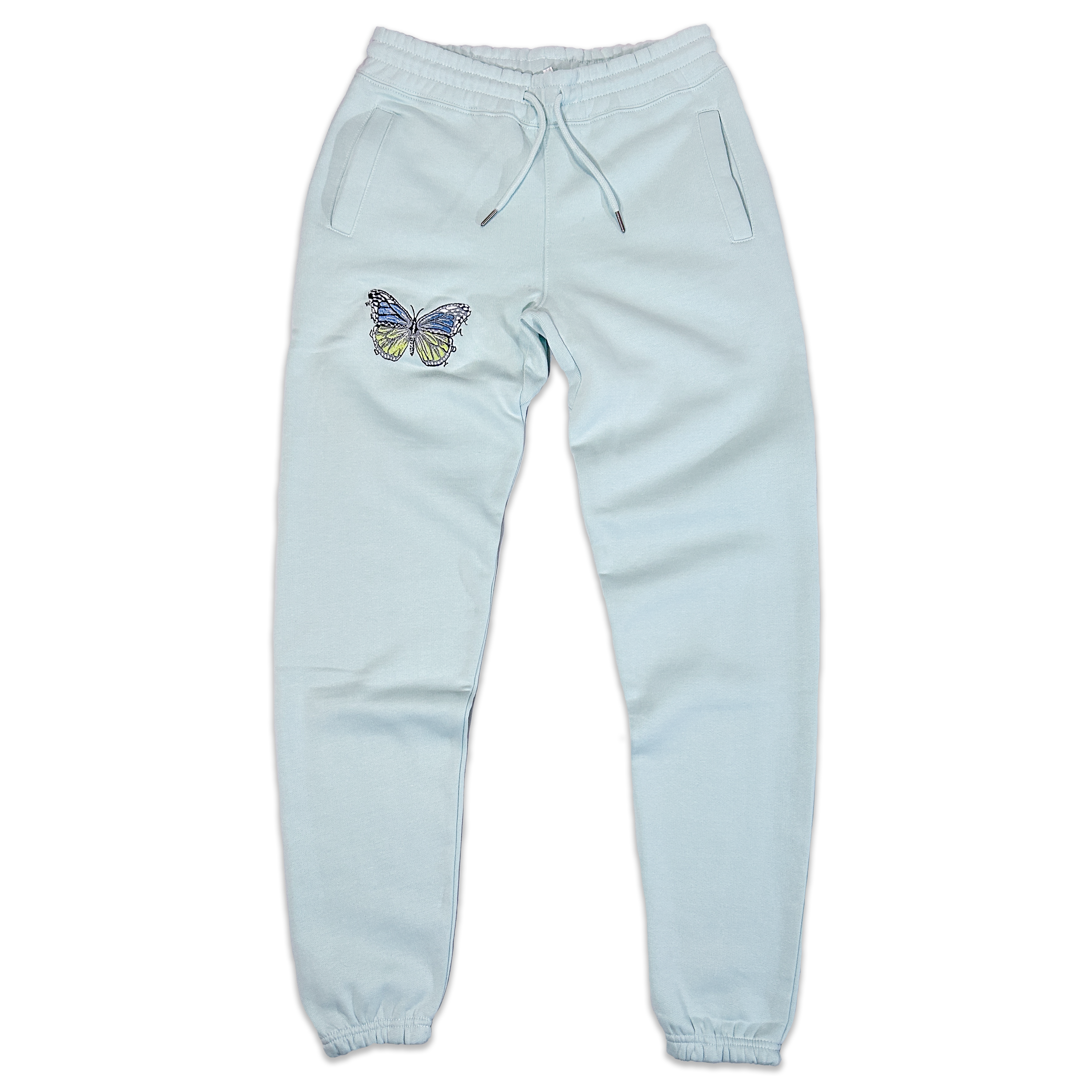 Wild Lady Lils Green Wild Lady Butterfly Embroidered Sweatpant In Seafoam In Green