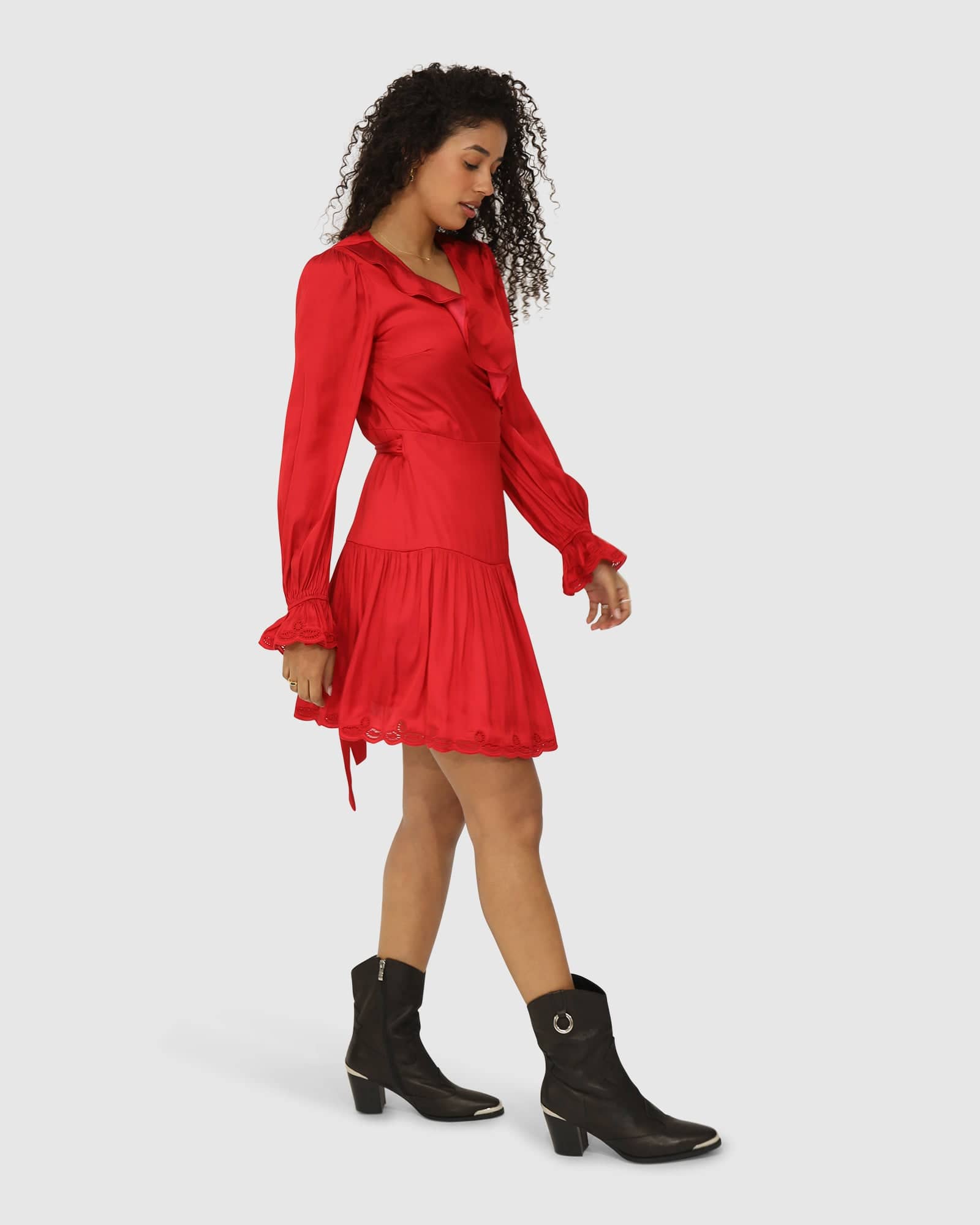 red flower embroidered dress Mackenzie Red Floral Embroidered Midi Dress, S / Red main image 0