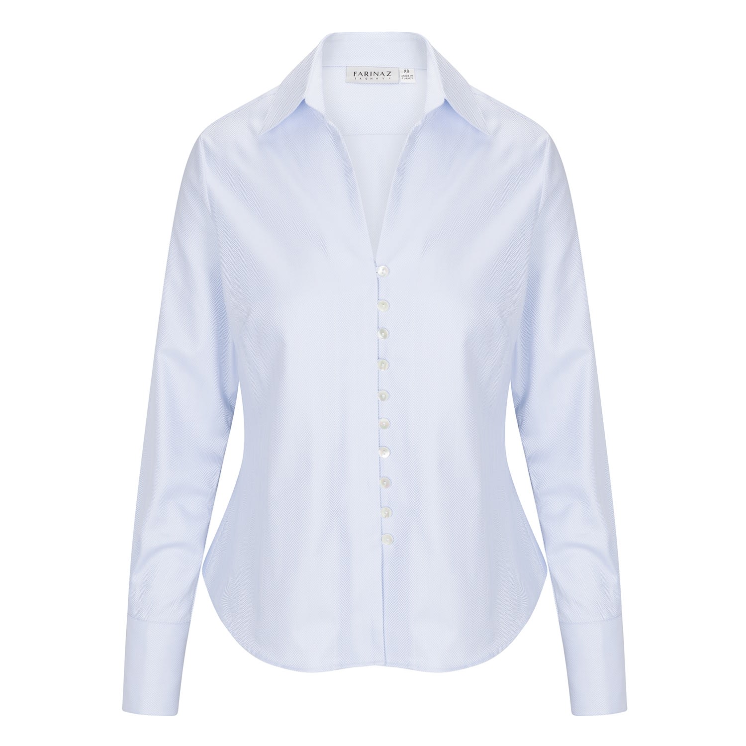 Women’s Desire Shirt - Blue Herringbone Extra Small Farinaz