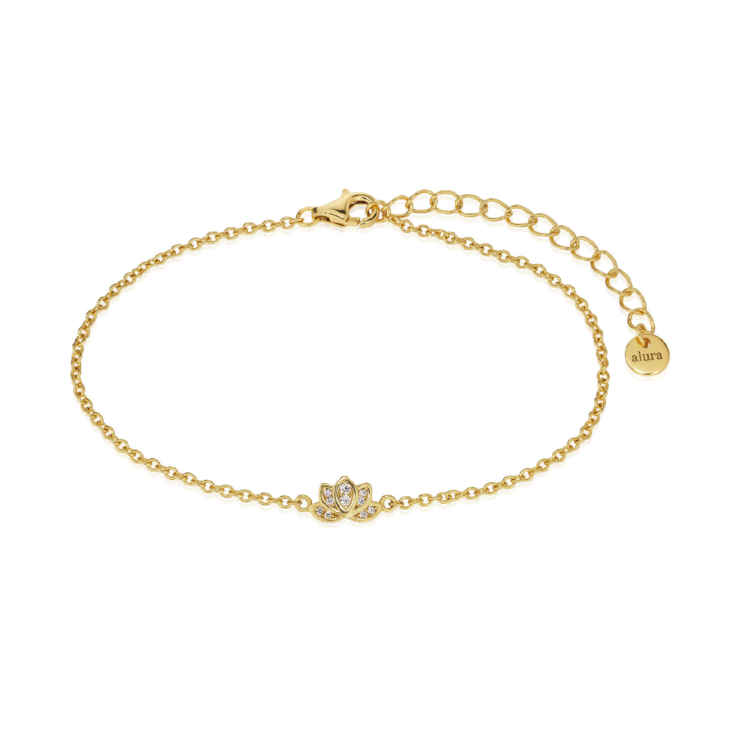 Alura Copenhagen Jewellery Women's Gold / White Gaia Lotus Bracelet With Zirconia