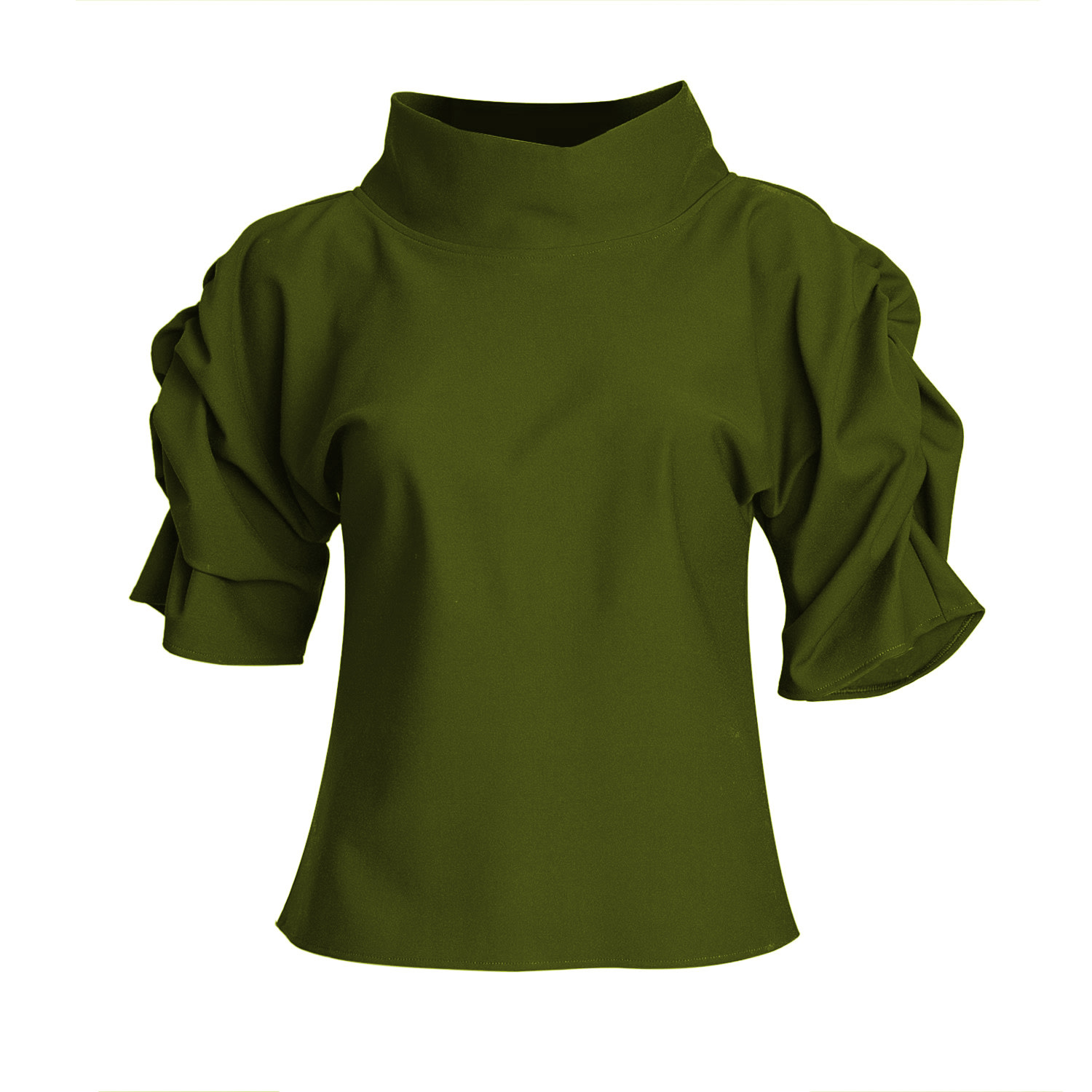 Bianca Popp Women's Green Puff Blouse With Collar In Olive
