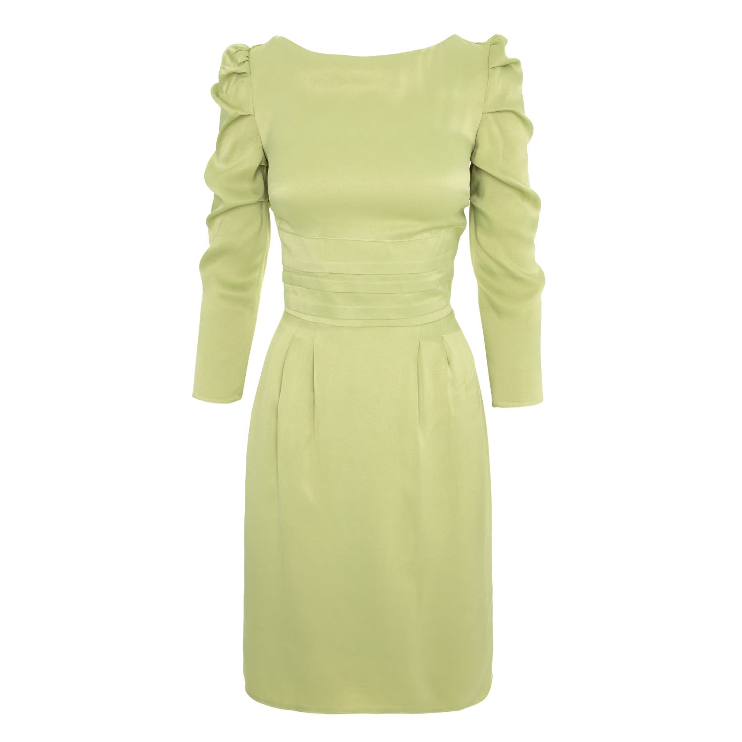 Women’s Green Gathered Sleeve Viscose Midi Dress - Lime Xxs Avenue no.29