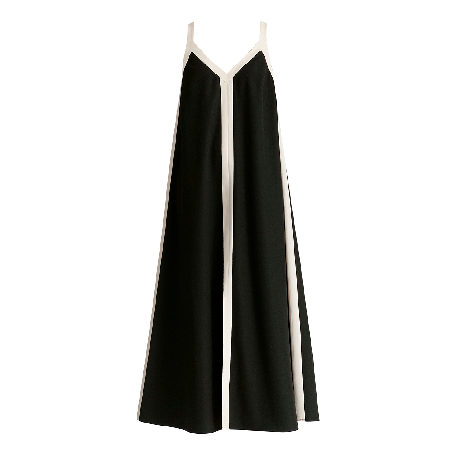 Paisie Women's Contrast Trim Midaxi Dress In Black And Beige In Black
