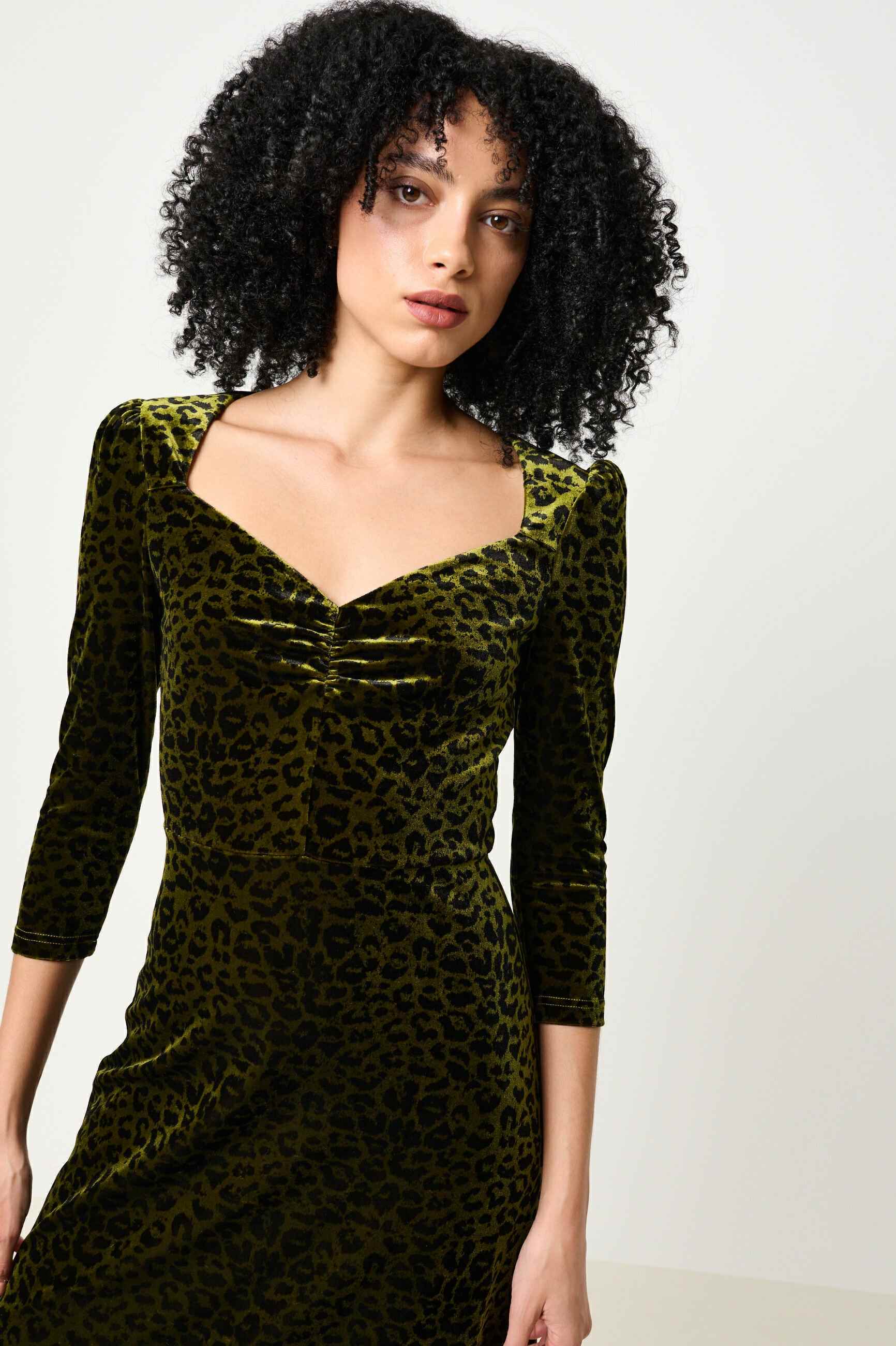 Louche Ambrose Velvet Roar Midi Dress - Green