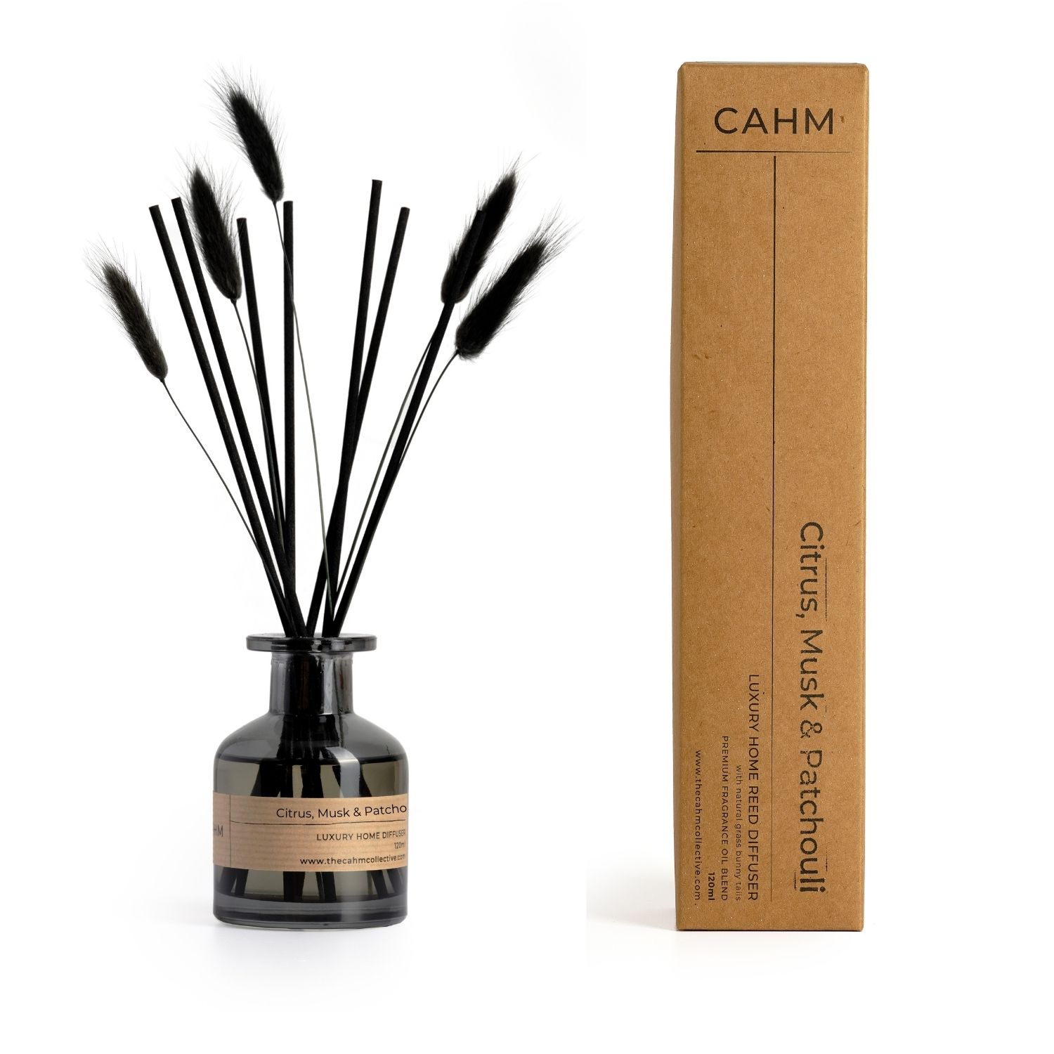 Cahm Citrus, Musk & Patchouli Luxury Reed Diffuser - Black