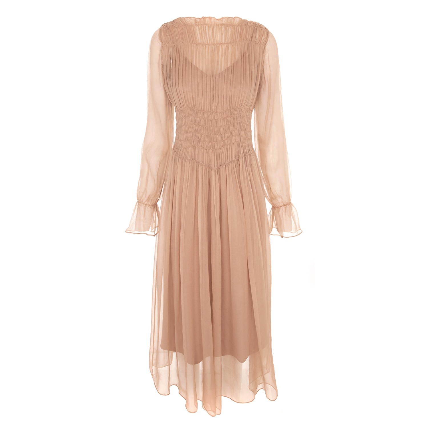 Women’s Neutrals Chelsie Midi Beige Silk Dress Small Framboise