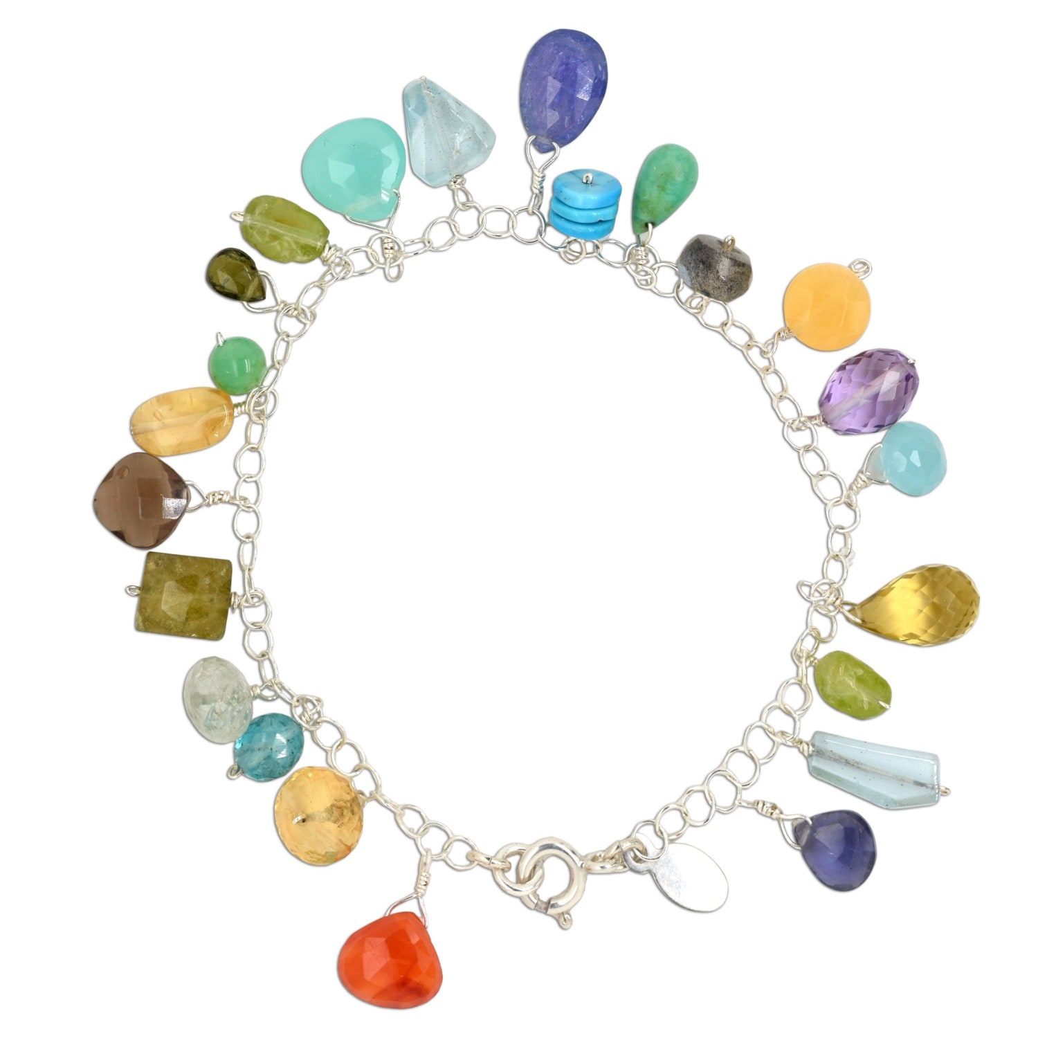 Lori Kaplan Design Women's Gemstone Silver Charm Bracelet