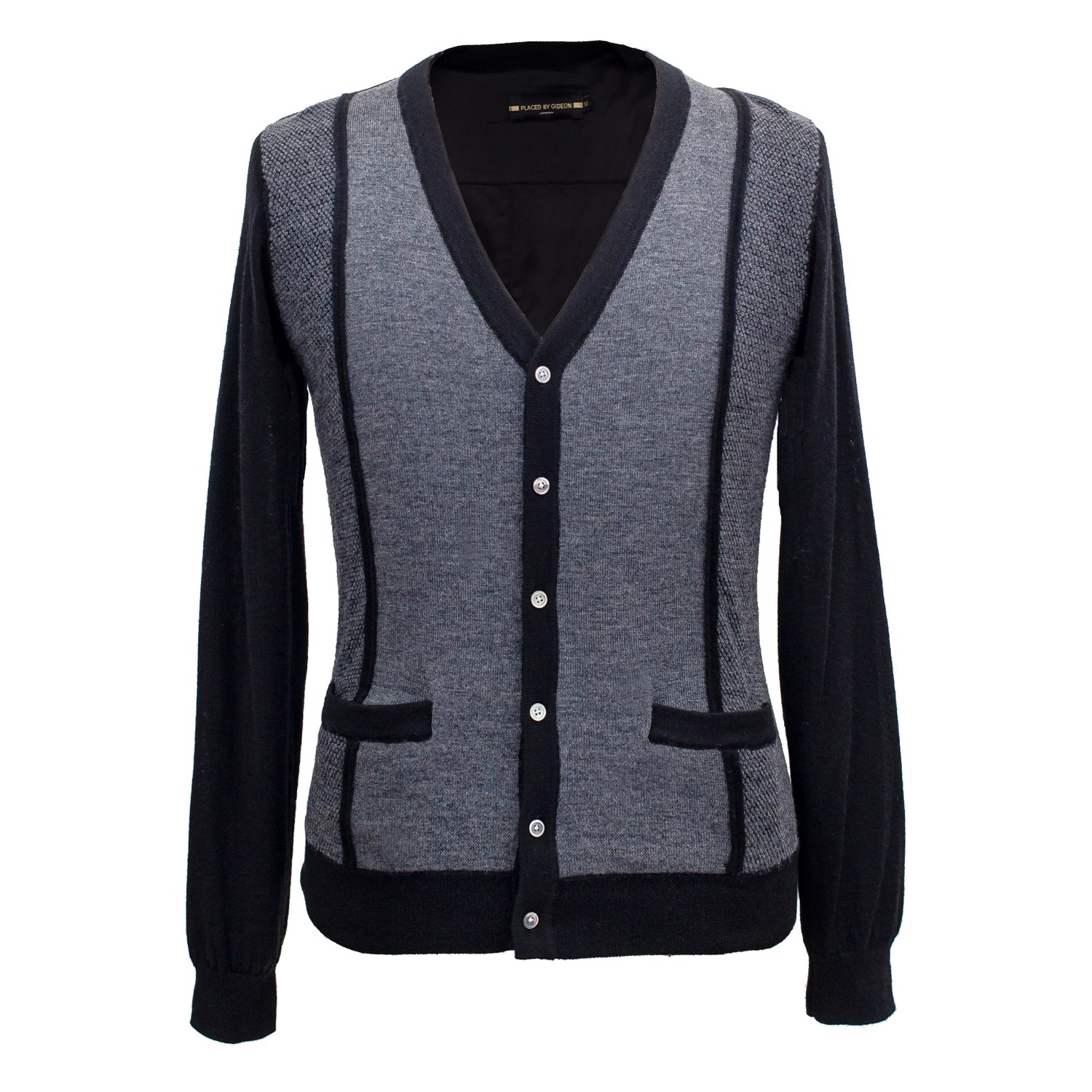 Smart And Joy Men's Blue Light Wool Cardigan With Satin Back In Blue