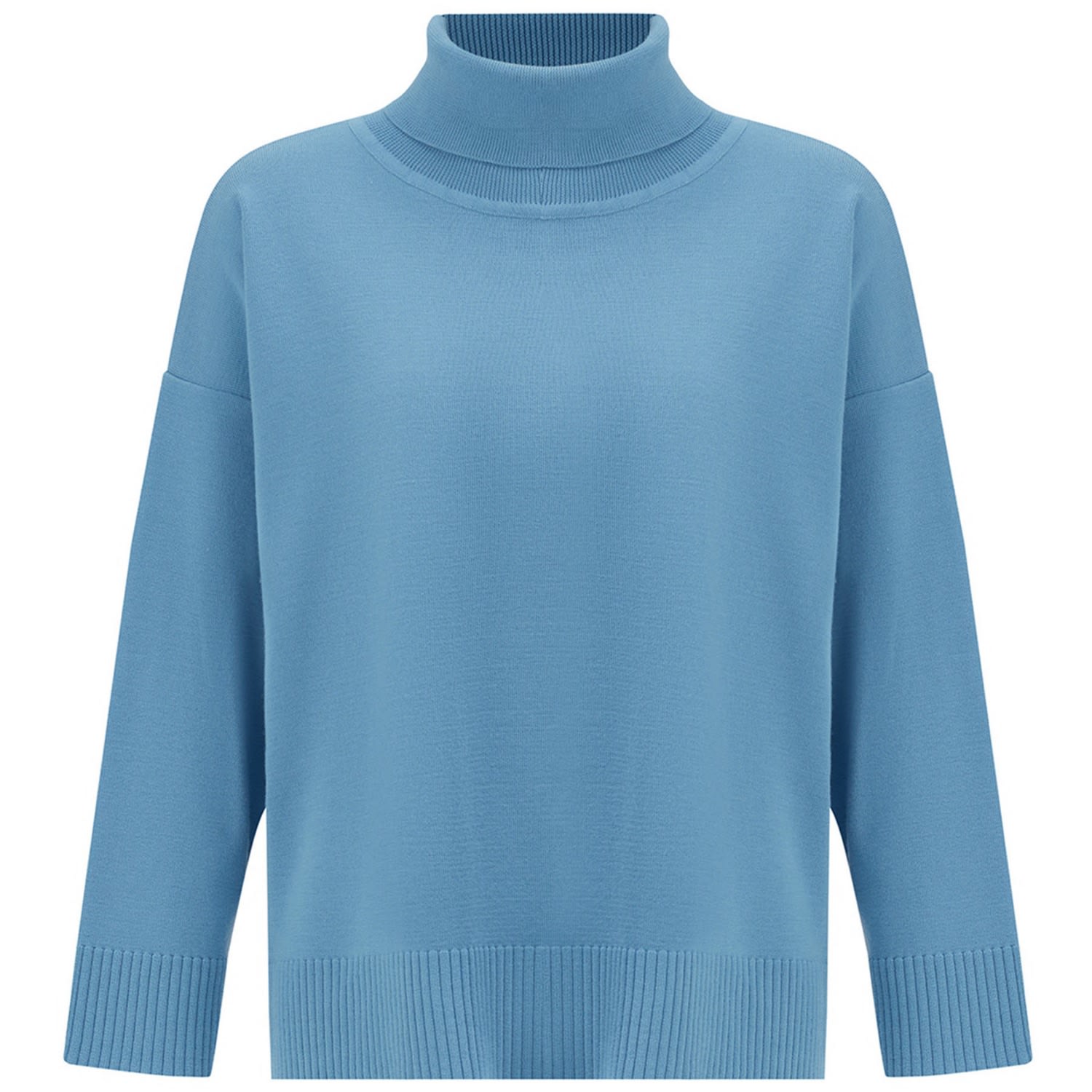 Women’s Wide Roll Neck Knitwear Pullover - Glacier Blue Small Peraluna