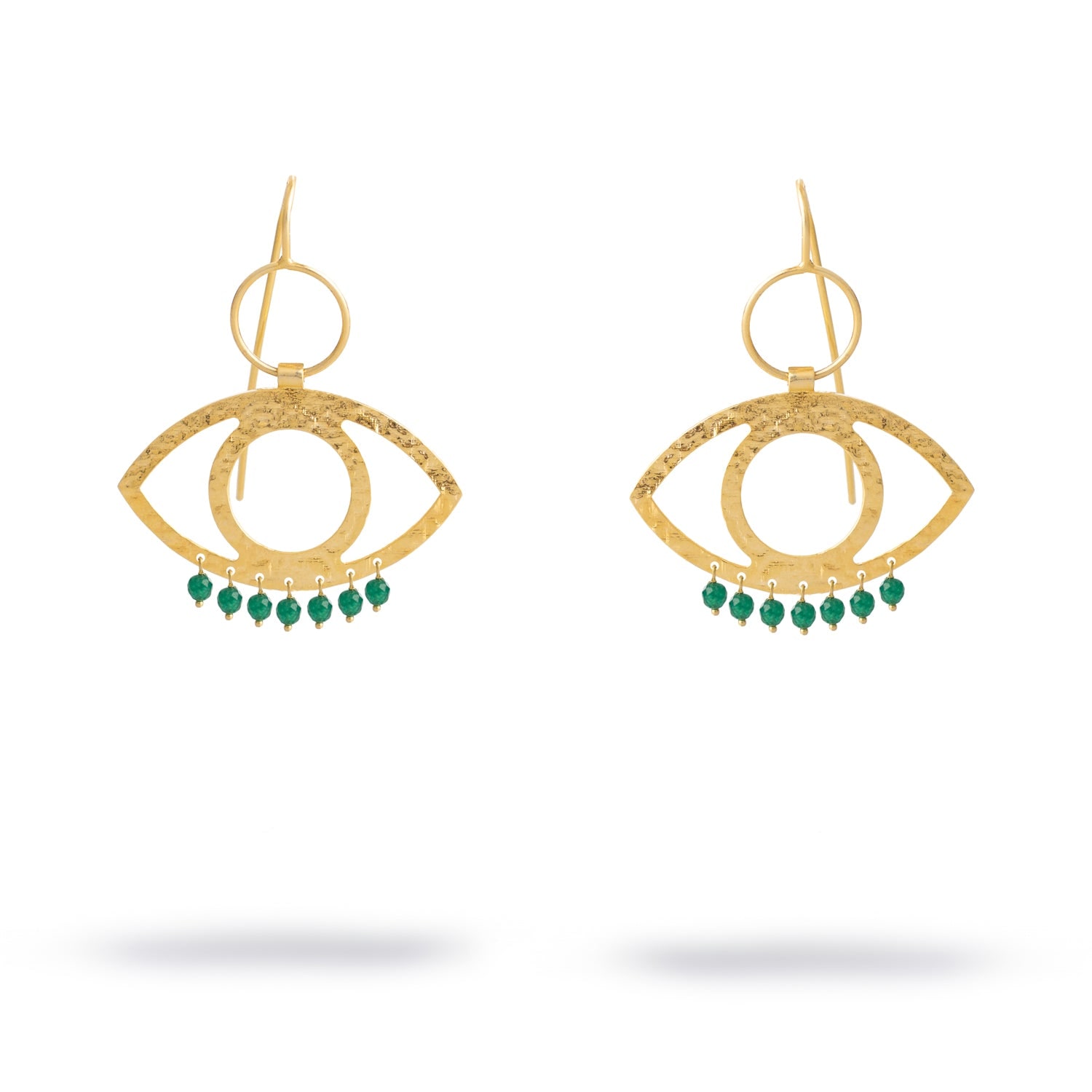 Ebru Jewelry Women's Gold / Green Cleopatra's Eye Green Jade Gold Earrings - Green In Gold