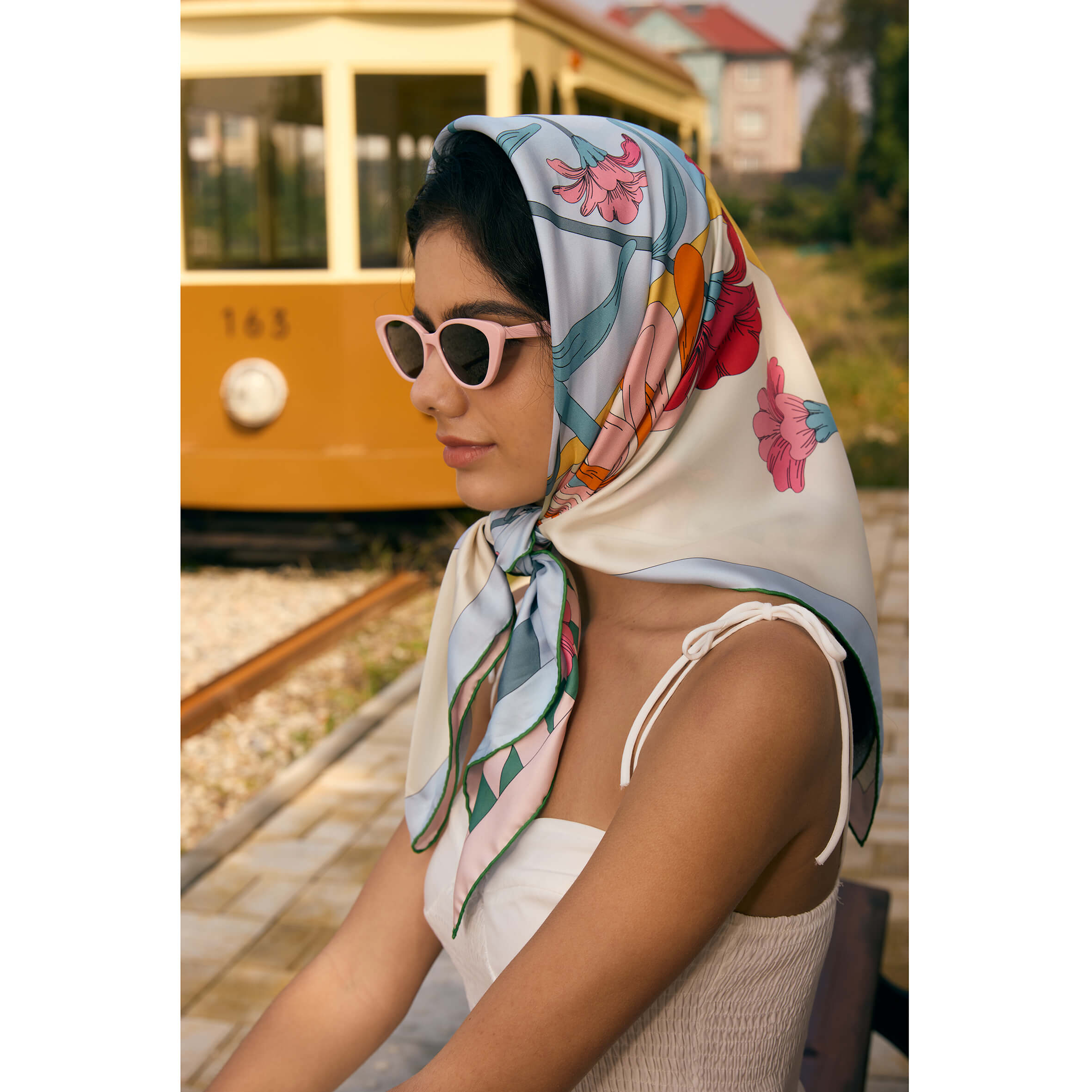 Double Sided Silk Scarf Of Flowers Daydreams | Jessie Zhao