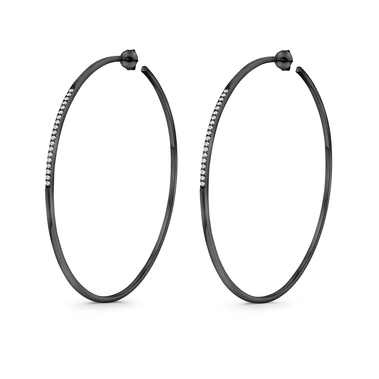 Sally Skoufis Women's Black / White Journey Earring With Man Made Cz Diamond In Premium Black Rhodium In Multi