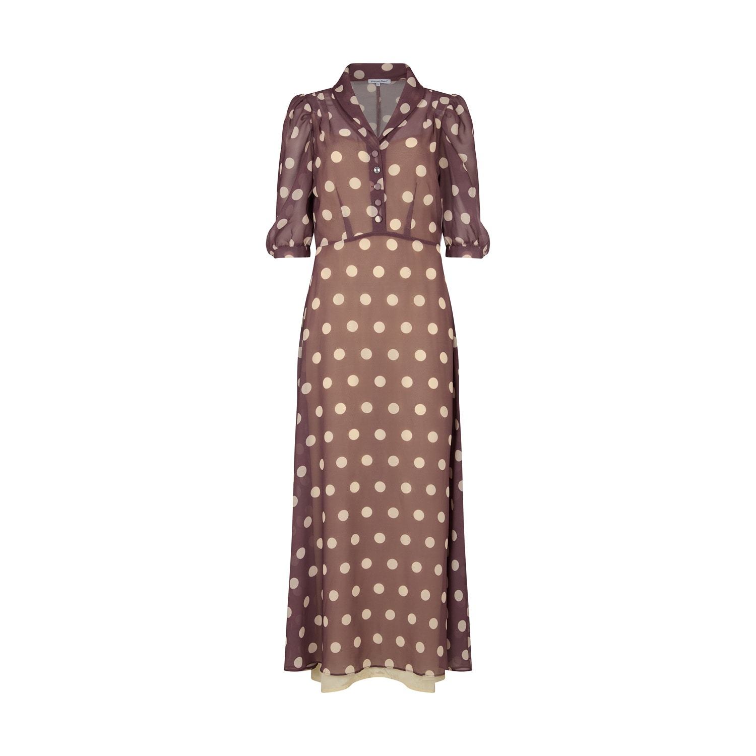 Lily And Lionel Women's Julia Button Down Polka Dot Print Maxi Dress In Brown