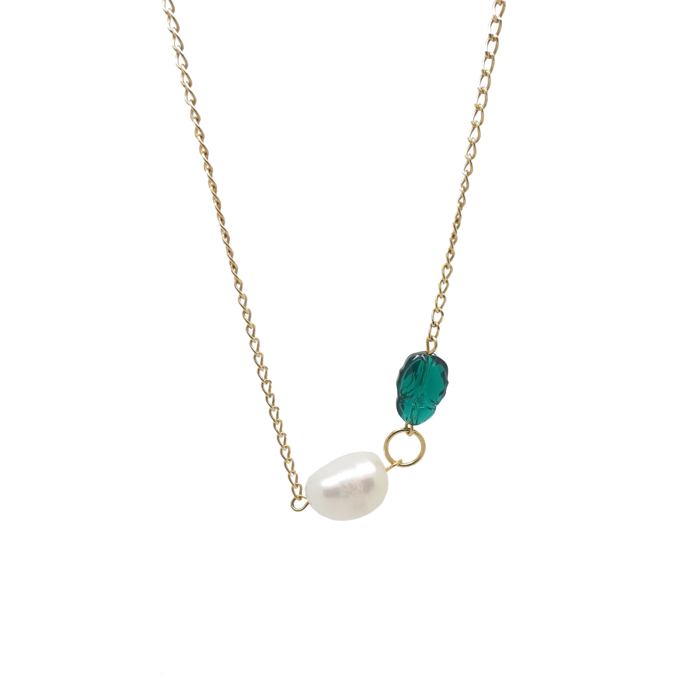 Women’s Gold / Green / White Claire Necklace Salome