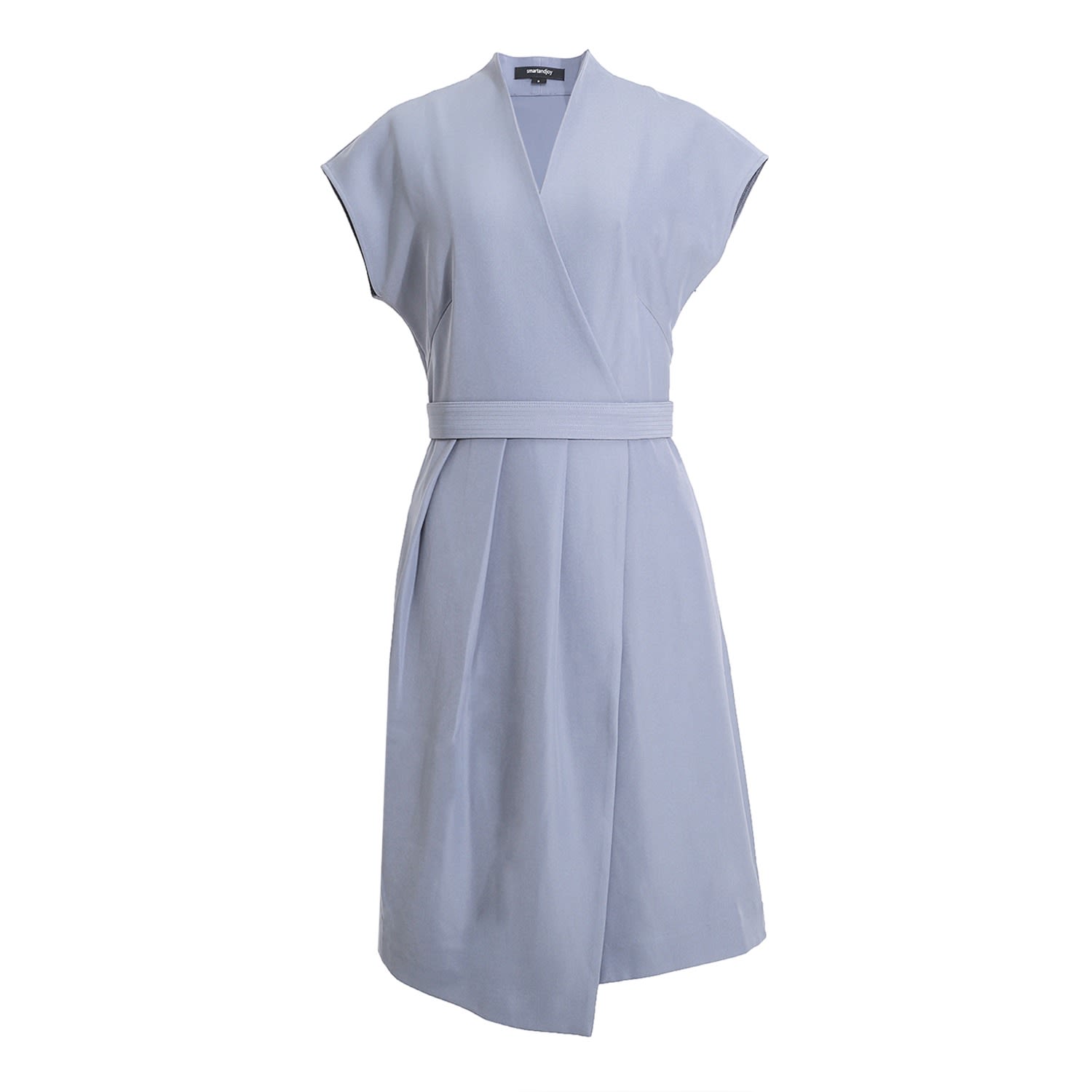 Smart And Joy Women's Wrap Effect V-neck Dress - Blue In Blue