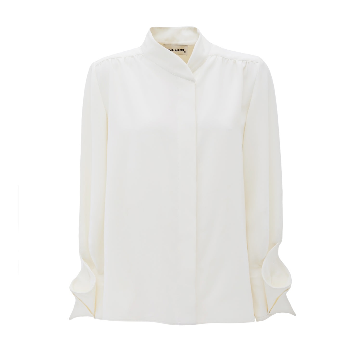 Julia Allert Women's Neutrals Chic Blouse With Decorative Cuffs Ecru In Beige