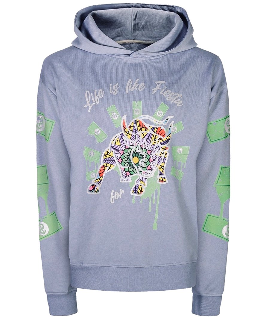 Miracles Manifester Women's Inspirational Affirmation Hoodie With Reflective Design - Blue In Blue