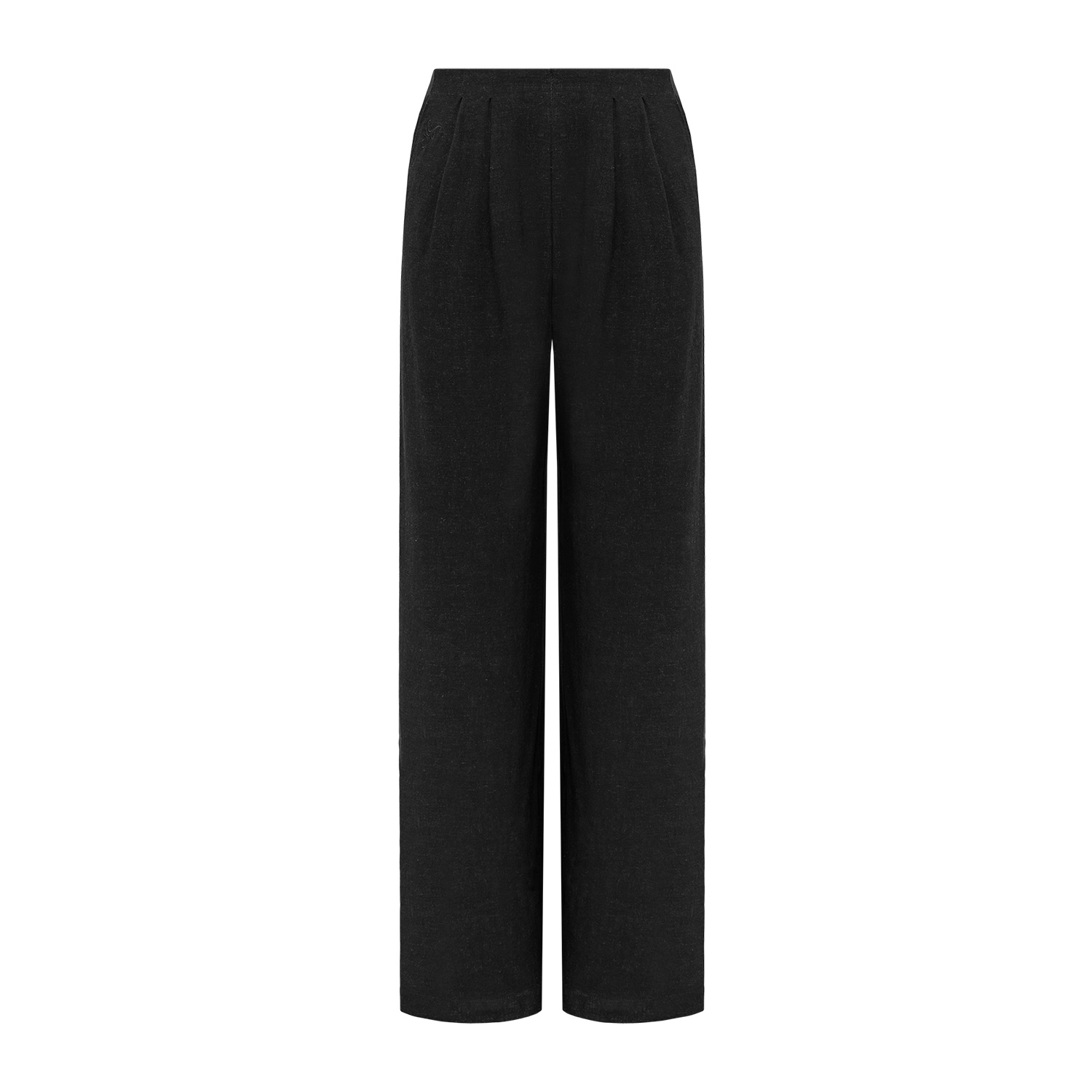 Mandragora Women's Black Linen And Viscose High-waisted Pants With Flowing, Wide Legs -ora In Black