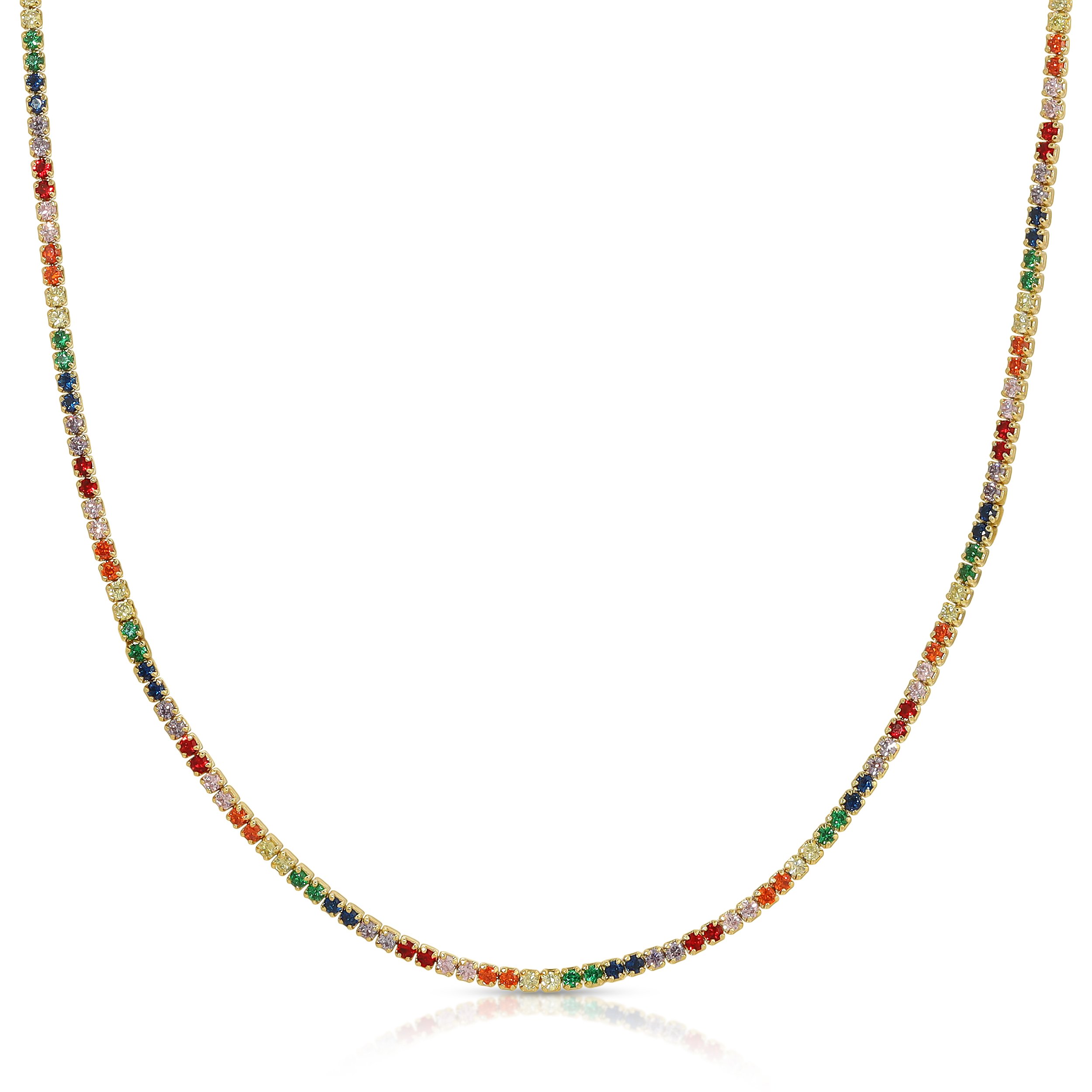 Essentials Jewels Women's Rainbow Tennis Choker In Multi