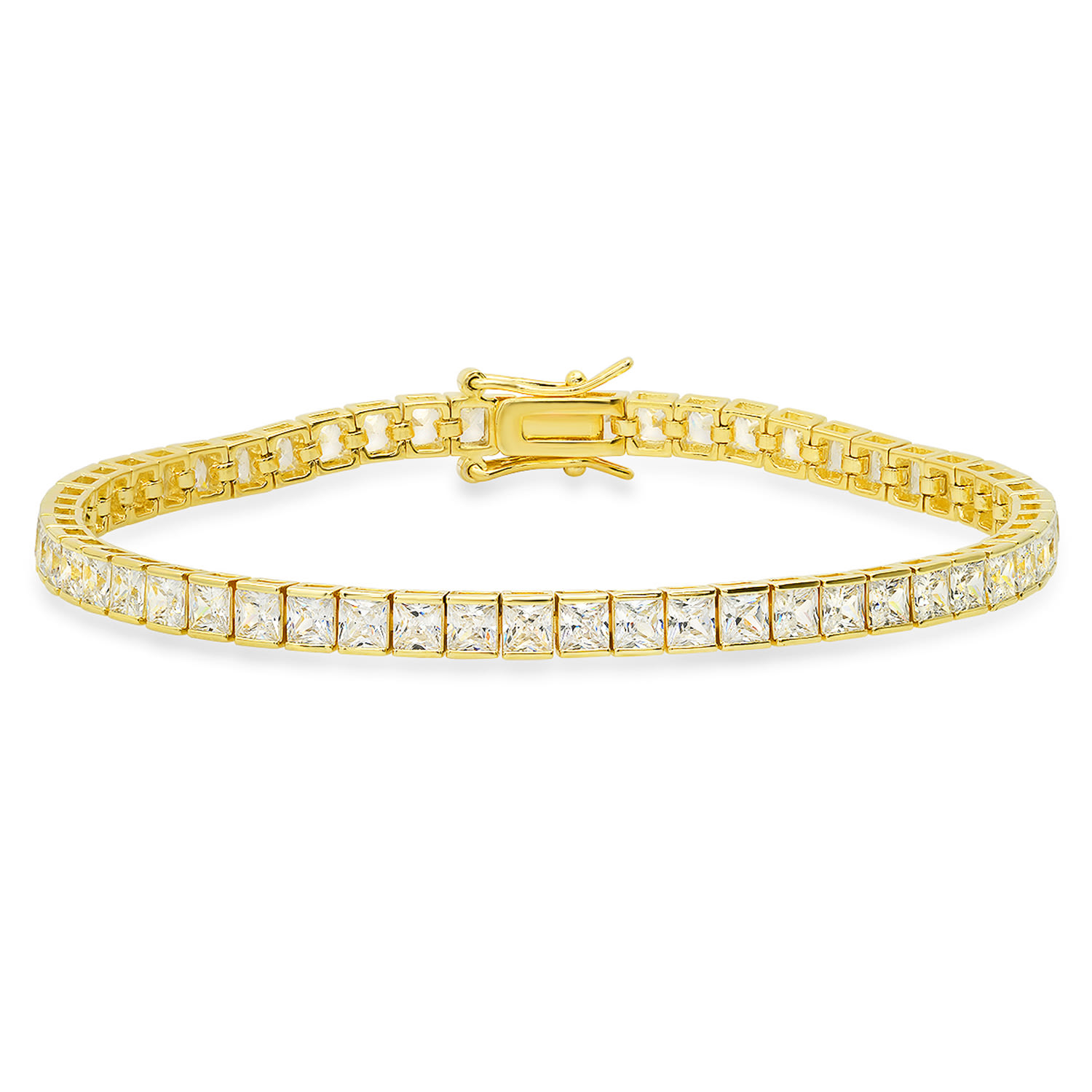 Women’s Gold Princess Cut Diamond Cz Tennis Bracelet Kylie Harper
