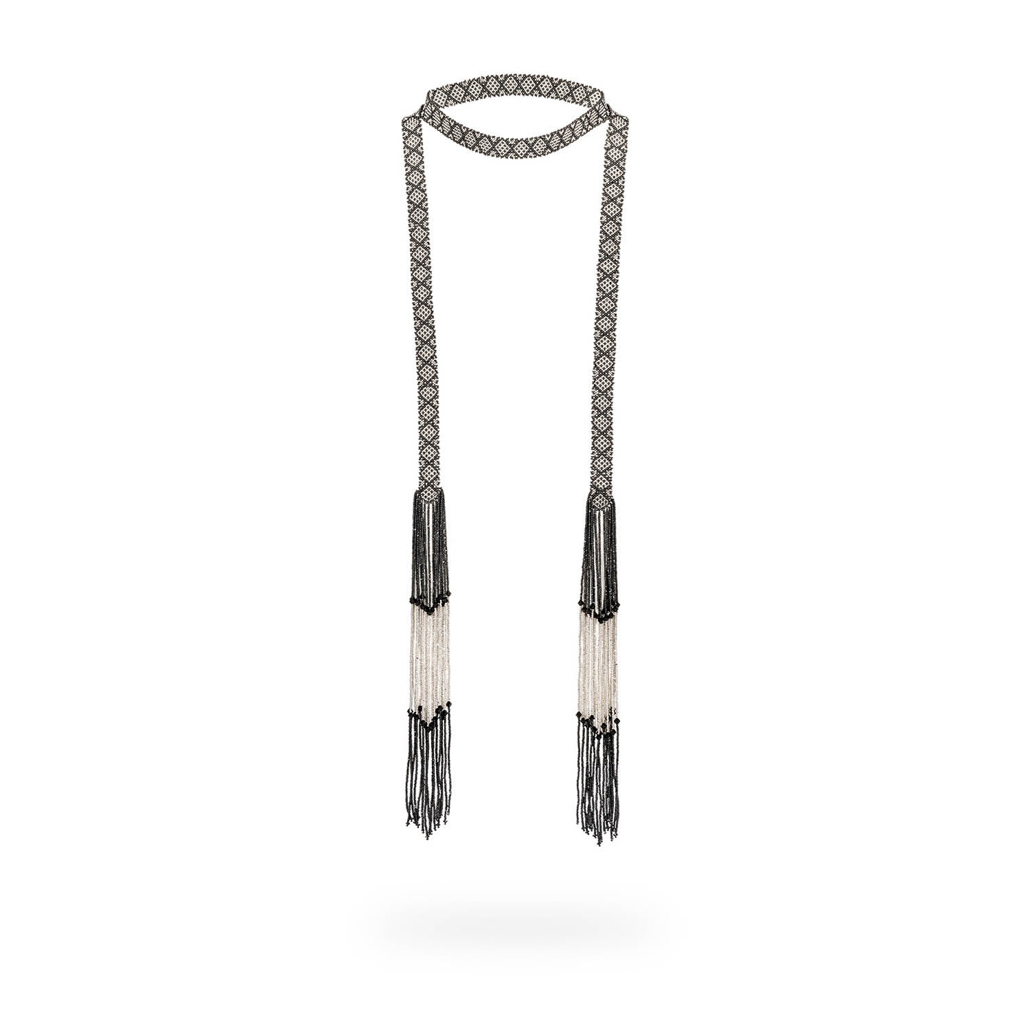 Women’s Cintilla Long Necklace - Black Crystal & Platinu Kuu