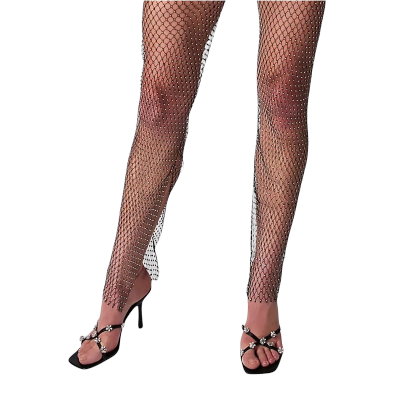 High Heel Jungle By Kathryn Eisman Women's Chained Down Crystal Mesh Pants- Black Small/medium In Black