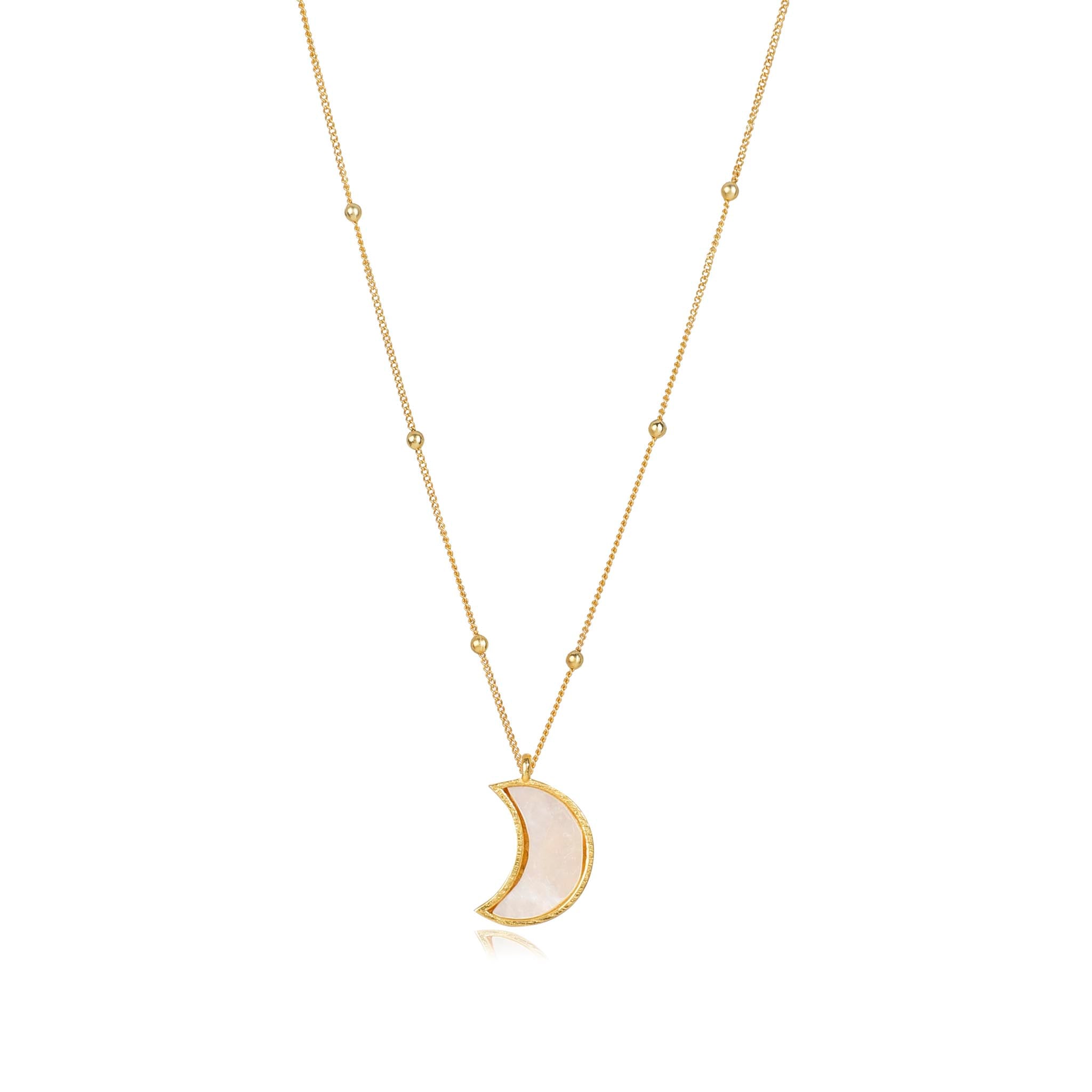 Lila Rasa Women's Gold Moon Necklace Mother Of Pearl In Gold