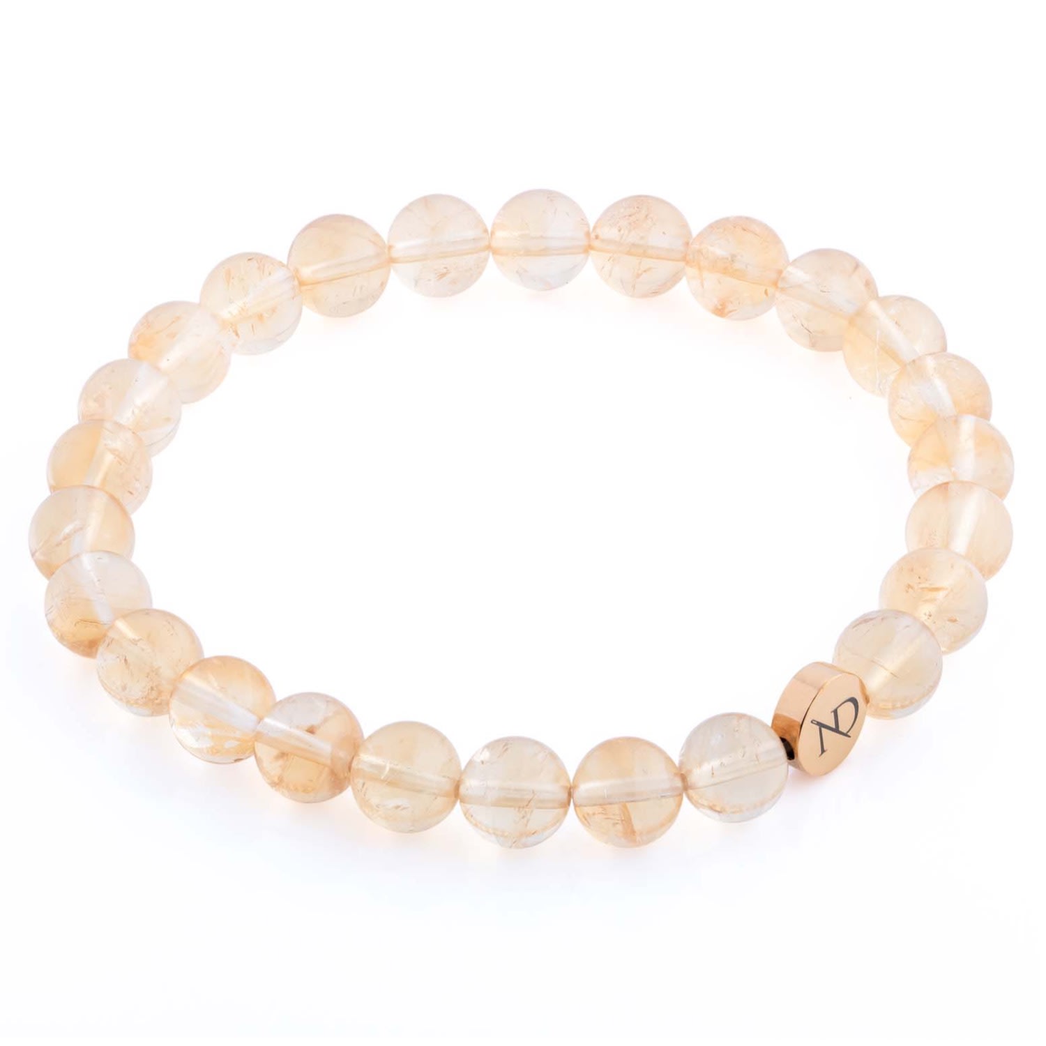 N'damus London Men's Golden Yellow Citrine Gemstone Bracelet With Gold Button In Yellow
