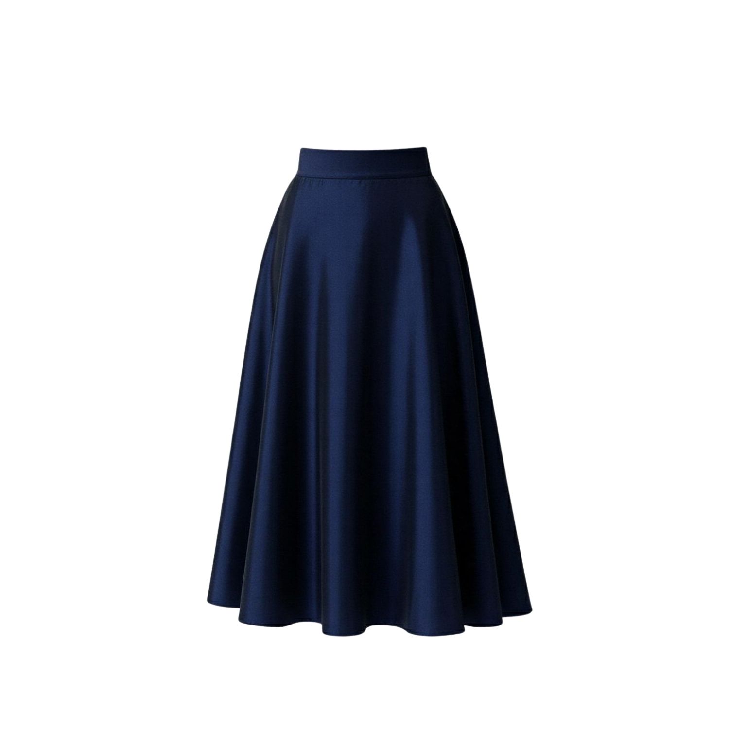 Women's Navy Blue Taffeta Midi Skirt | Extra Large | Izabela Mandoiu