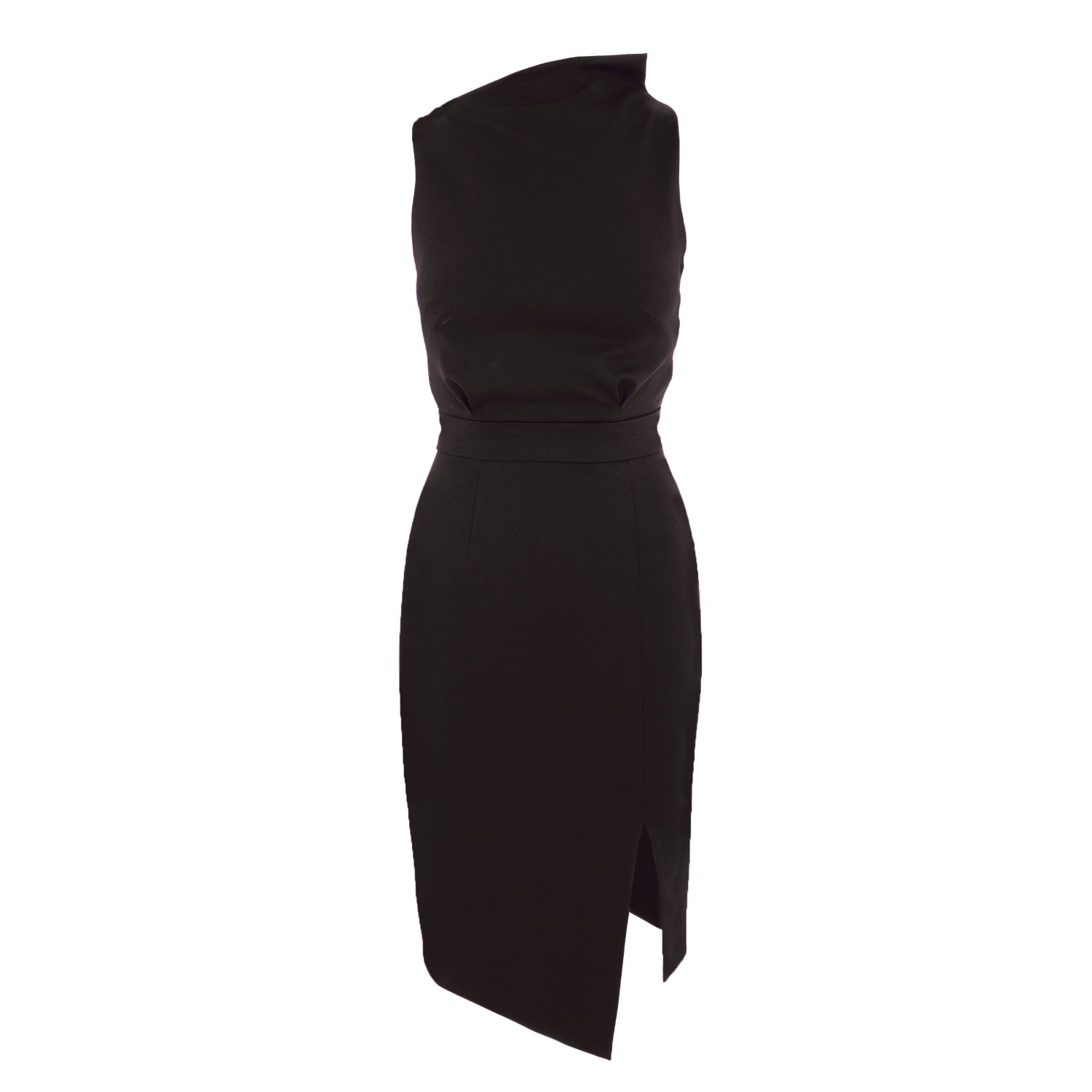 Avenue No.29 Women's Bodycon Midi Dress With Leg Slit - Black In Black