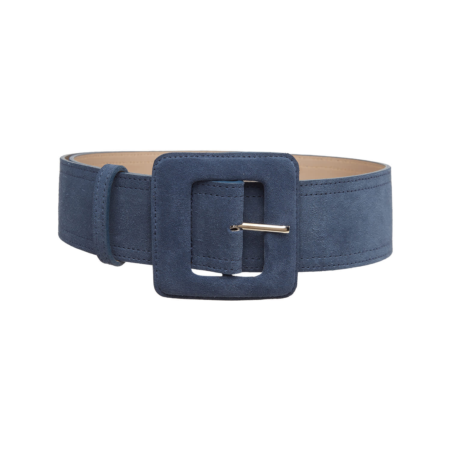 60mm Navy Stretch Suede Waist Belt with 60mm Round Diamante buckle - Peachy  Belts