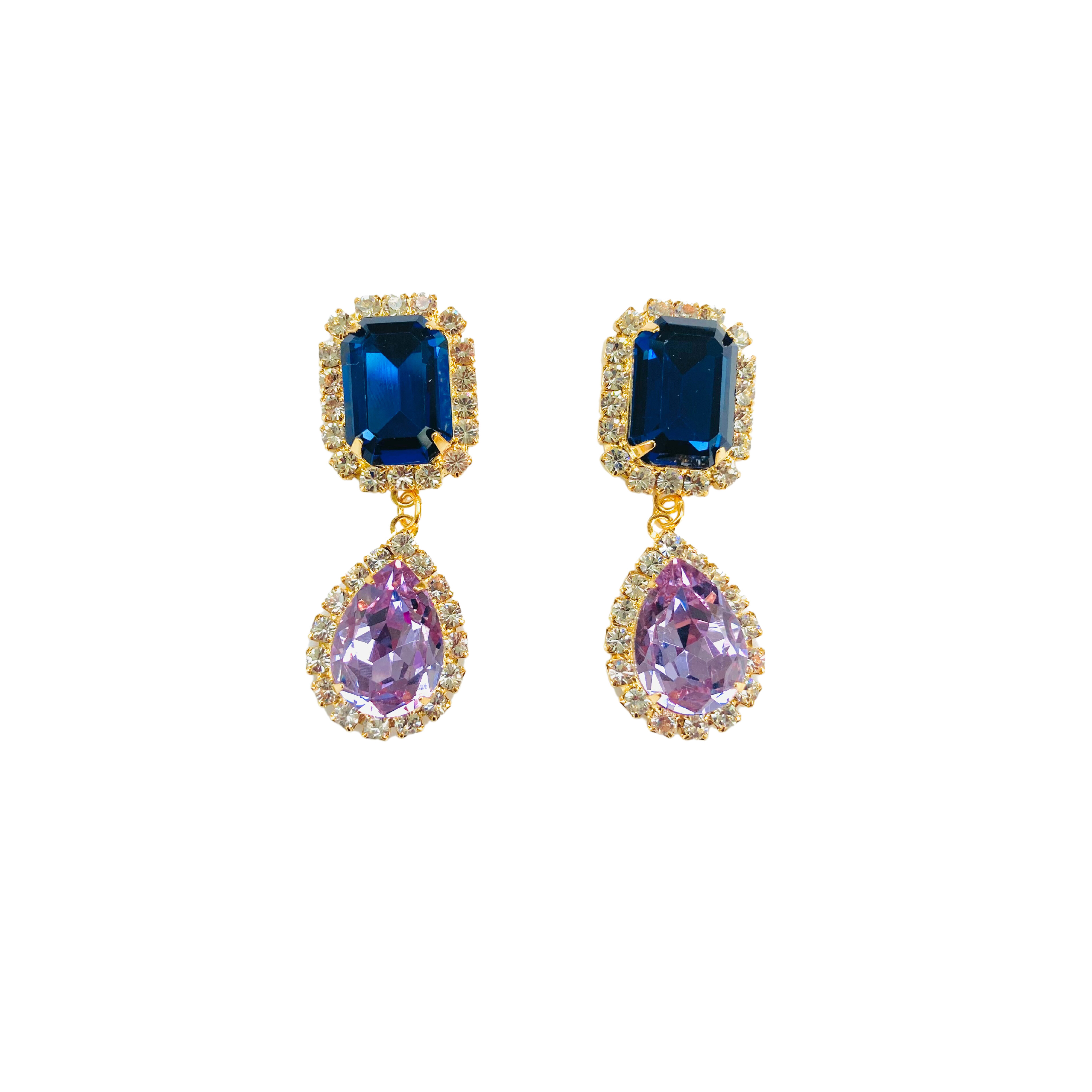 Women’s Blue Jewel Drop In Navy And Violet The Pink Reef