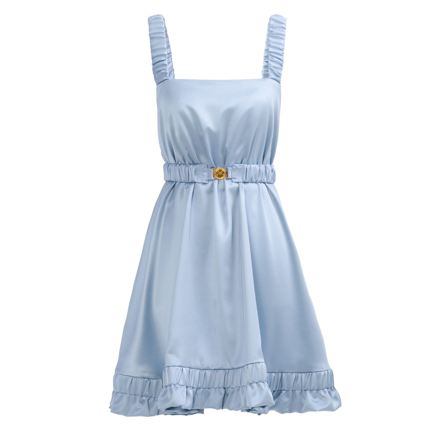 Women’s Blue / White Ripple - Satin Slip Mini Dress Sky Blue Medium Kargede