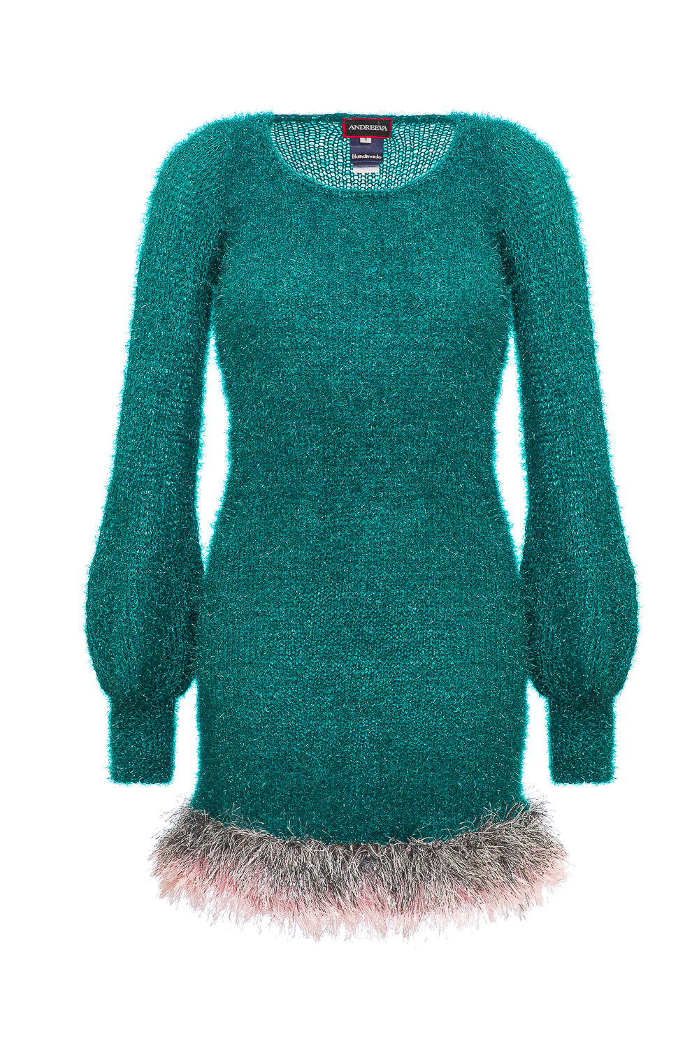 Women’s Green Emerald Handmade Knit Dress With Glitter Medium Andreeva