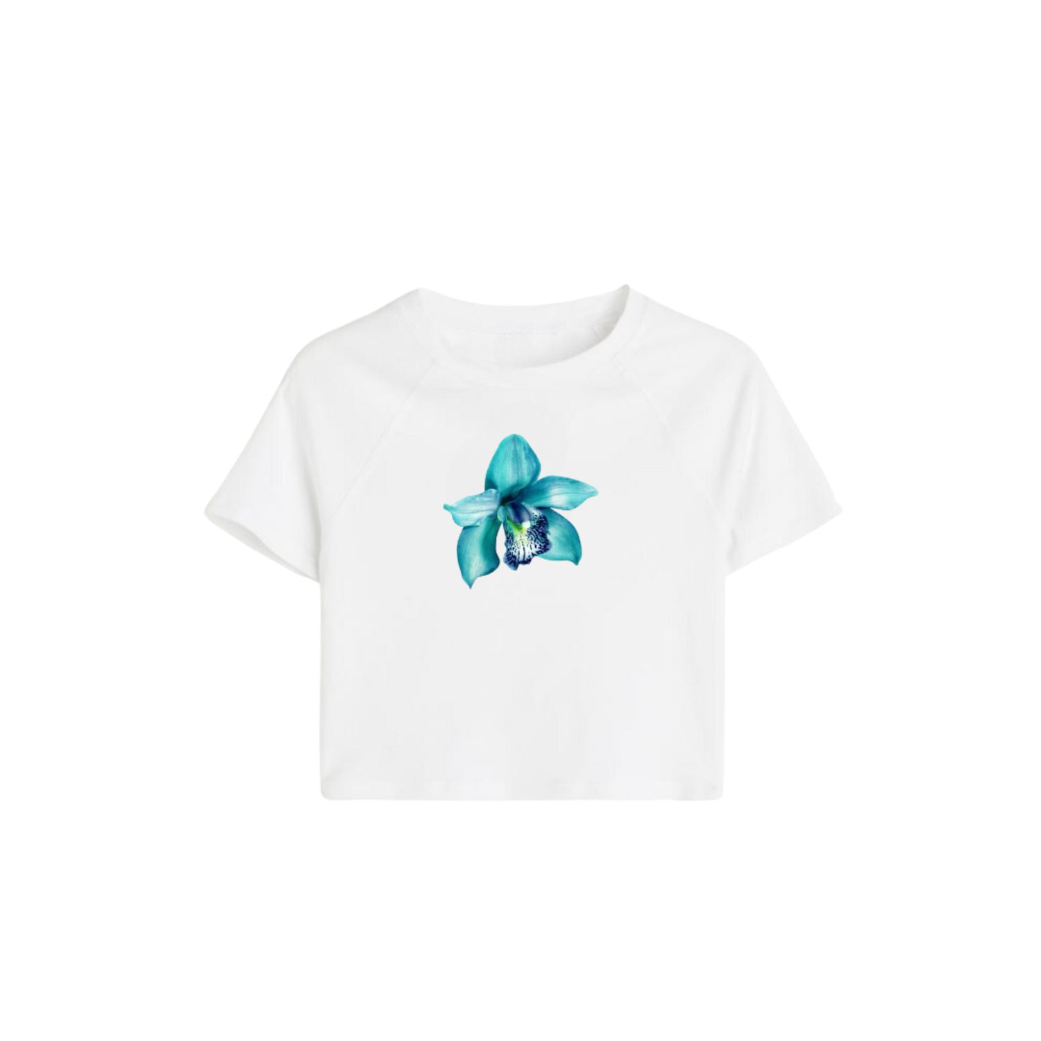 Aura & Co Women's White / Blue Teal Lily Baby Tee In White/blue