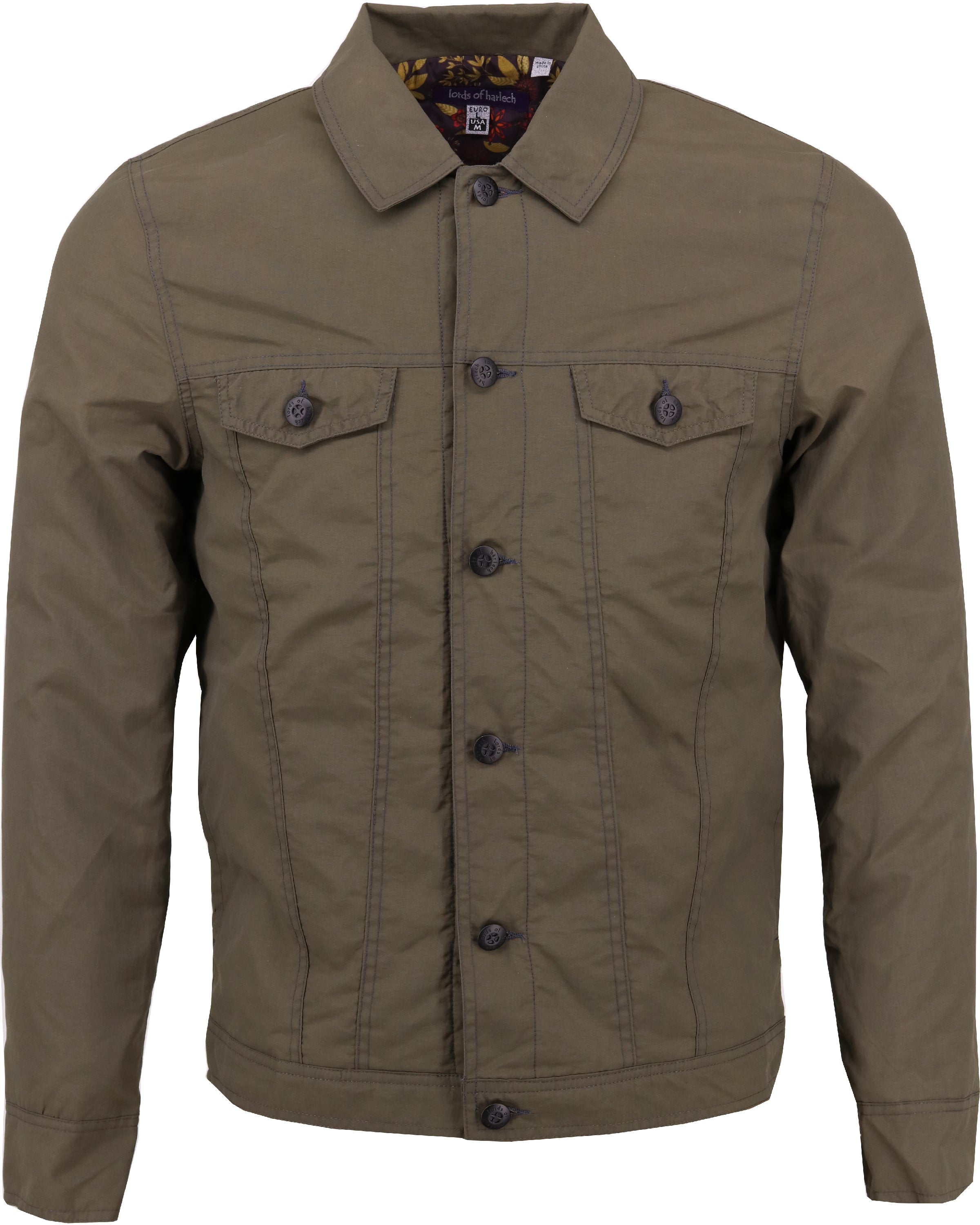 Men’s Green James Olive Trucker Jacket Small Lords of Harlech