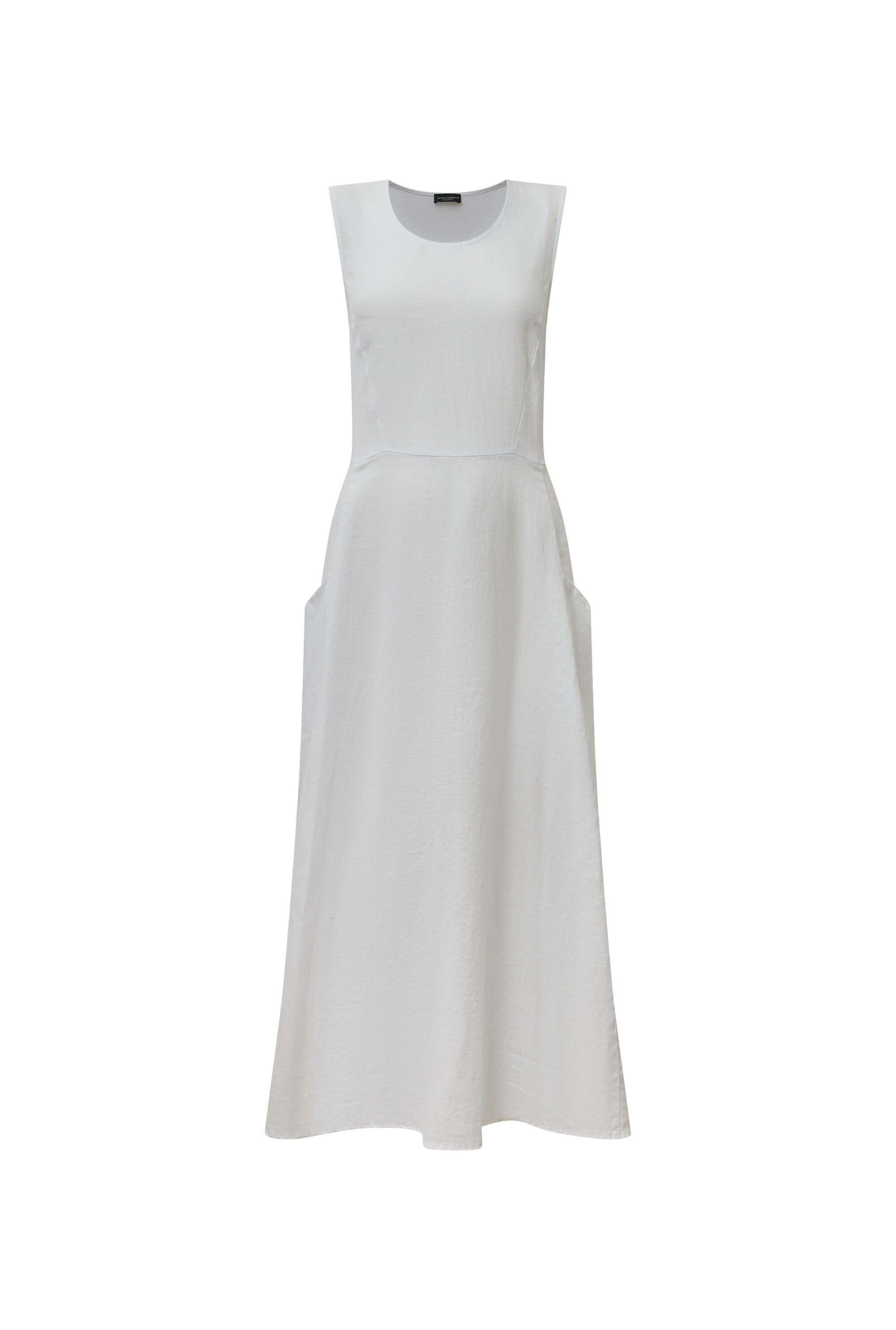 Women's Linen White Midi Dress | Large | James Lakeland
