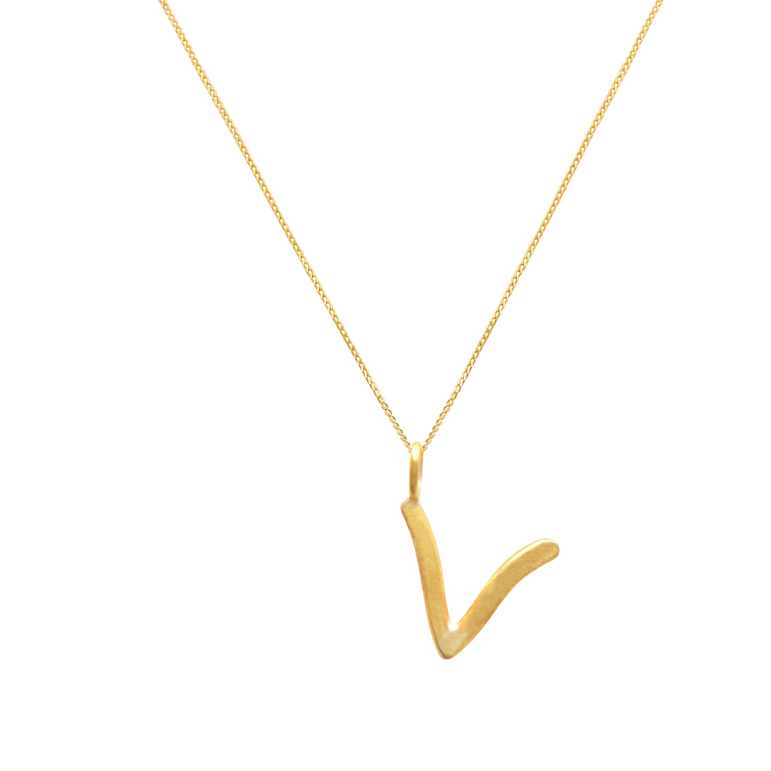 Lily Flo Jewellery Women's Solid Gold Letter V Pendant Necklace