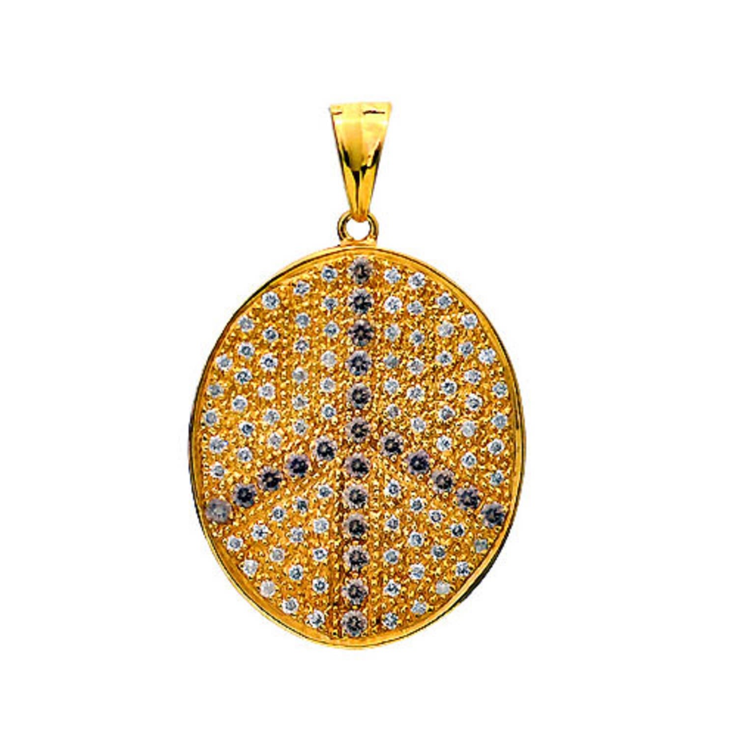 Women’s 18K Yellow Gold Natural Diamond Peace Sing Pendant Artisan